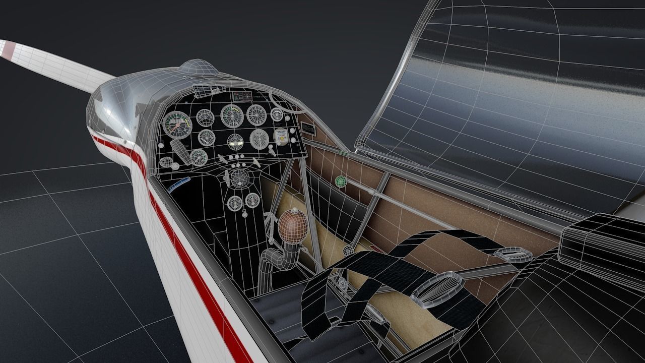 Falke SF-28 Rigged C4D Low Poly Low-poly 3D model_20