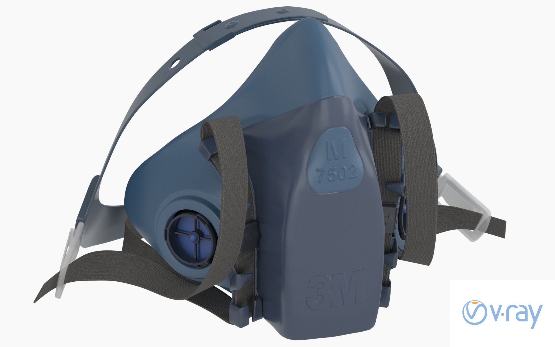 Half Face piece Reusable Respirator 7502 Low-poly 3D model_12