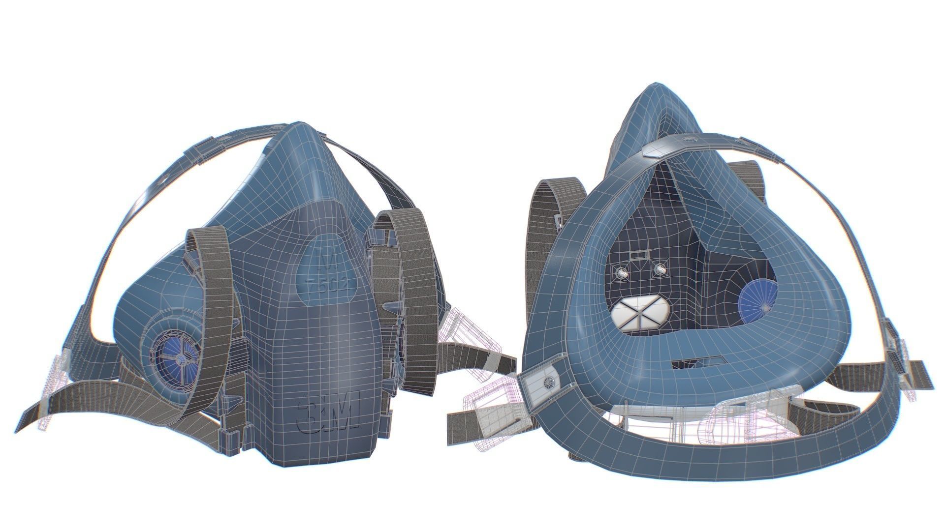 Half Face piece Reusable Respirator 7502 Low-poly 3D model_31