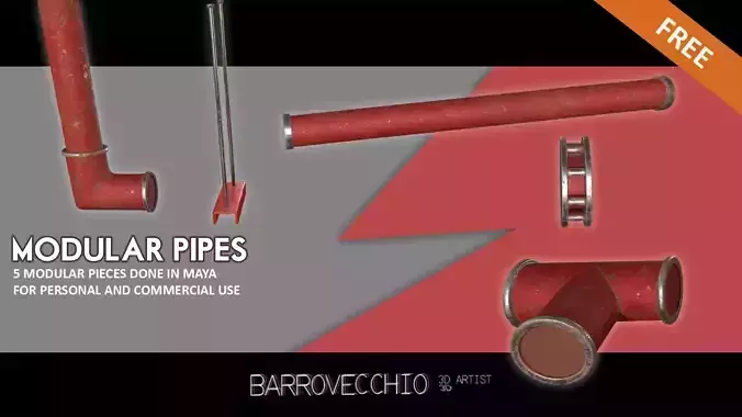 Modular Pipes with textures for everyone Free 3D model