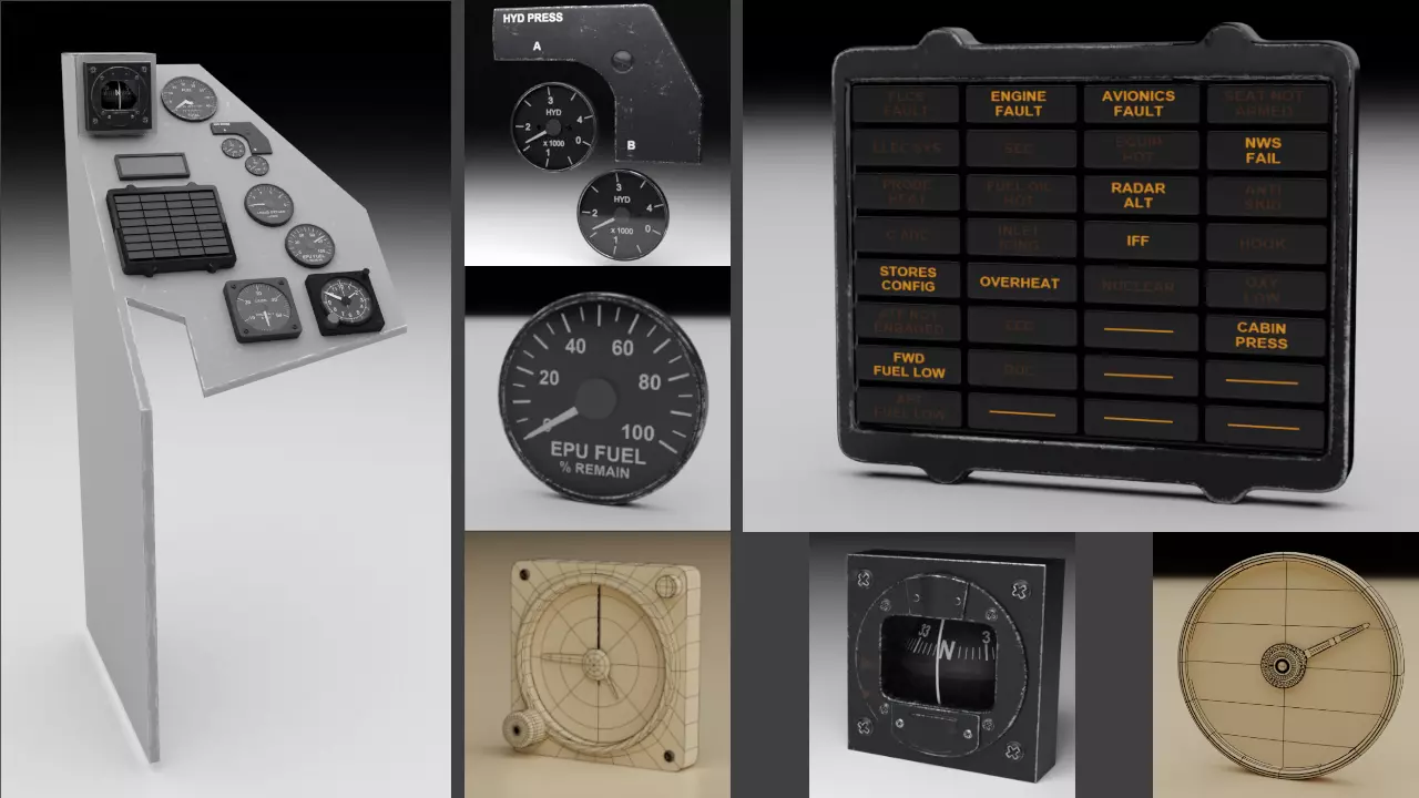 F16 Right Auxiliary Console 3D Model Collection_0