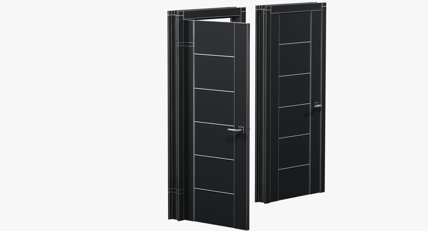 Modern brown wood door 3D model_8