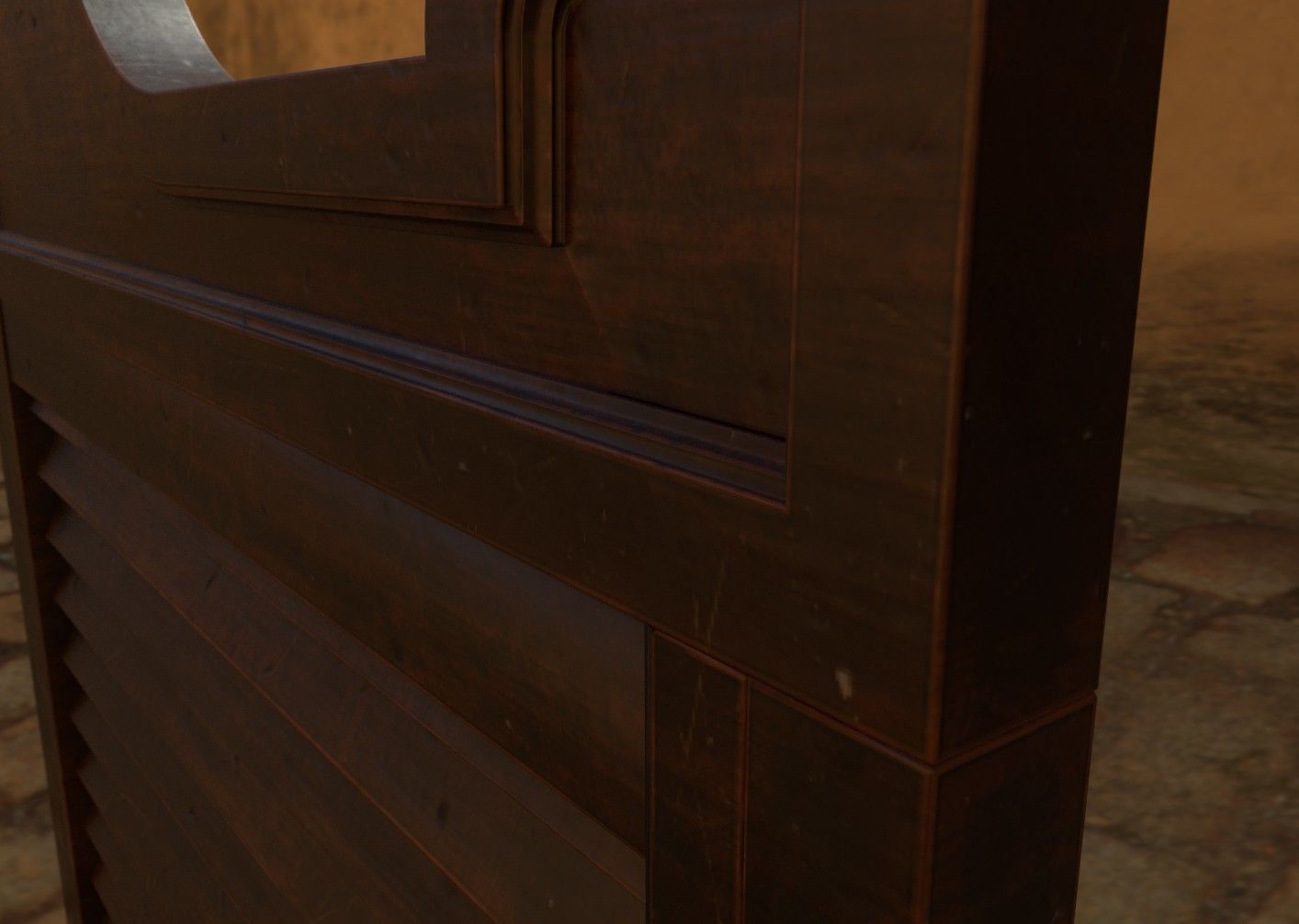 Photo realistic Old wild west tavern bar swing flap doors 3D model_3