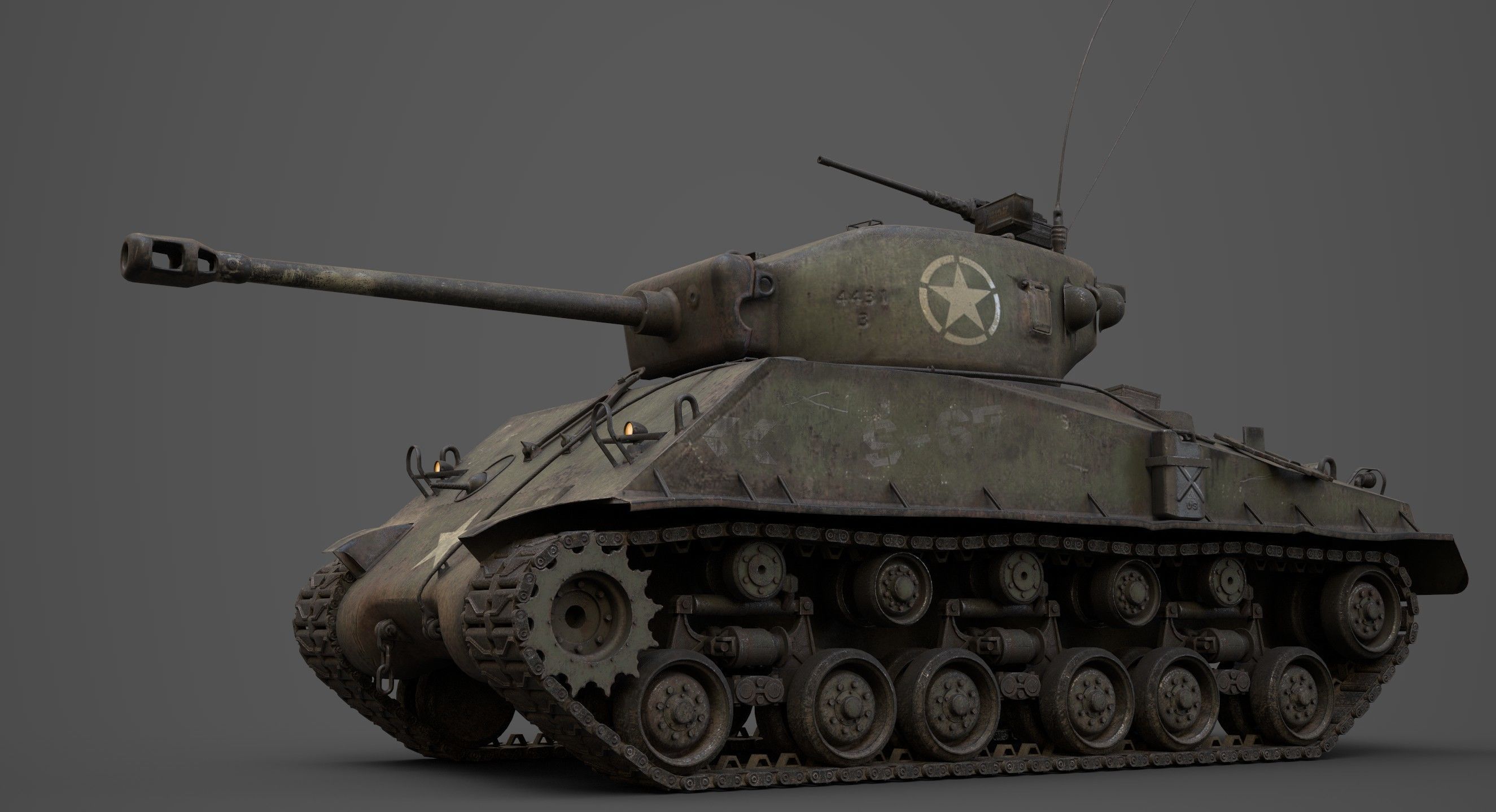 sherman M4 Low-poly 3D model_3