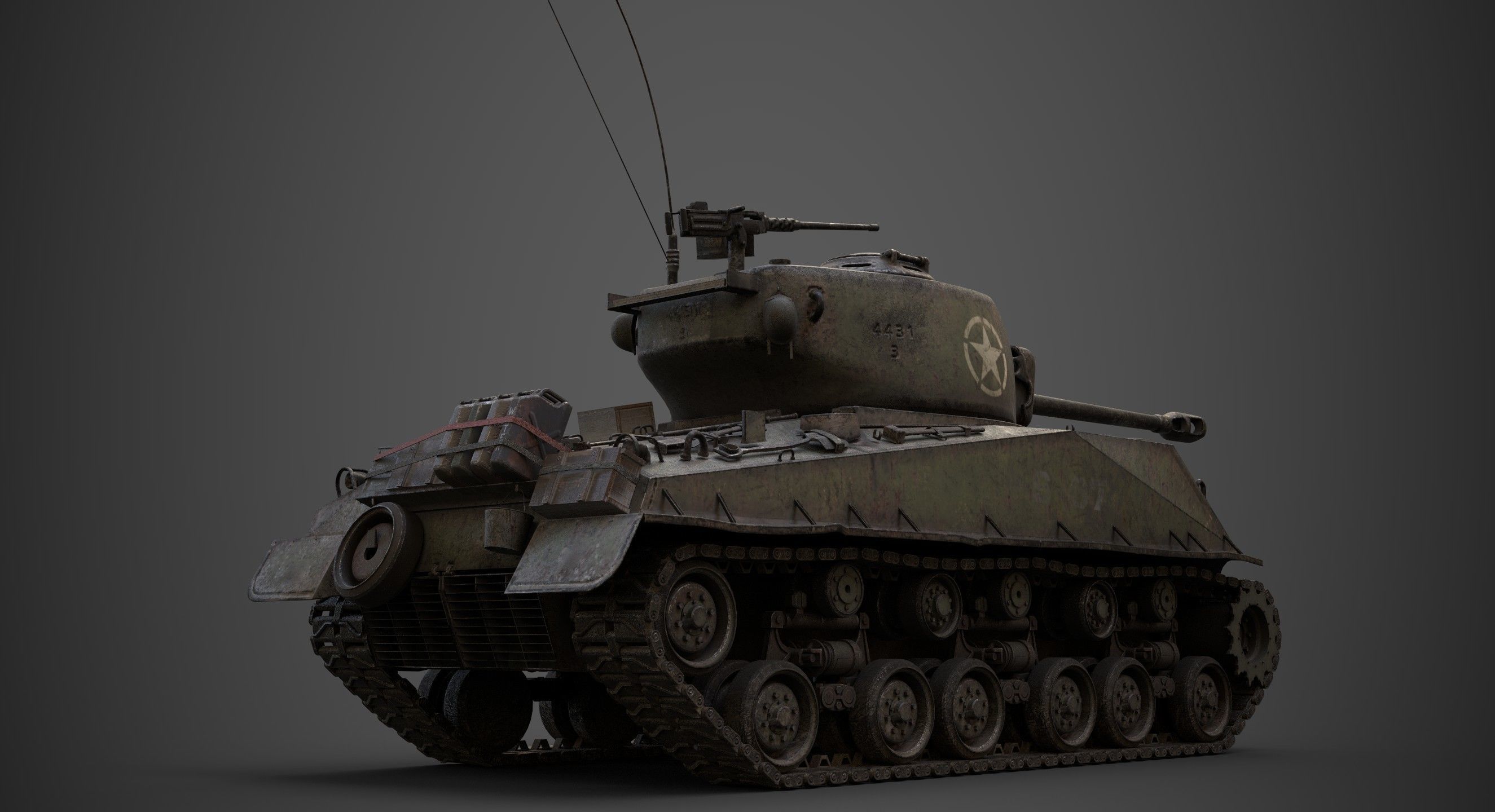 sherman M4 Low-poly 3D model_17