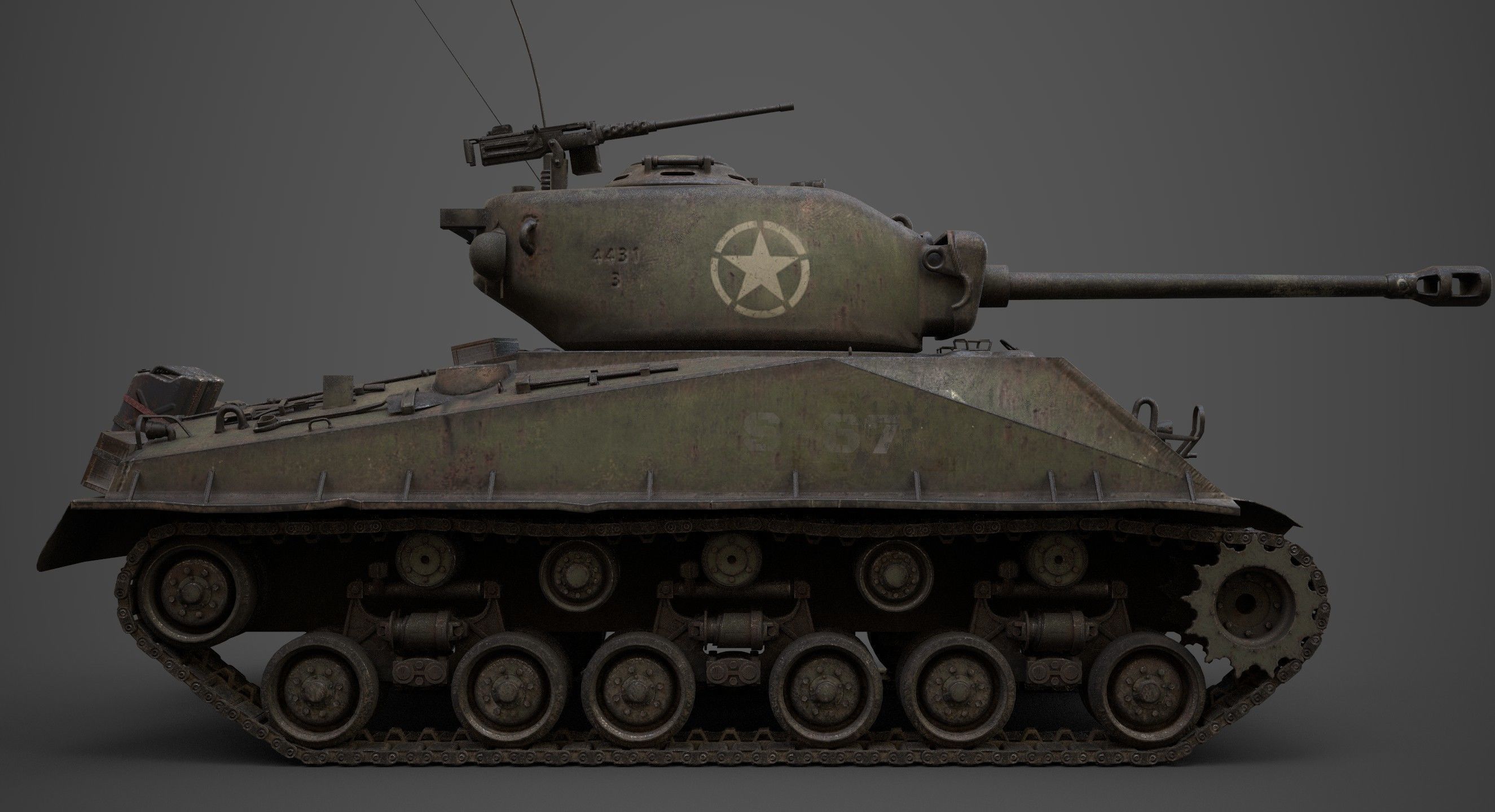 sherman M4 Low-poly 3D model_19