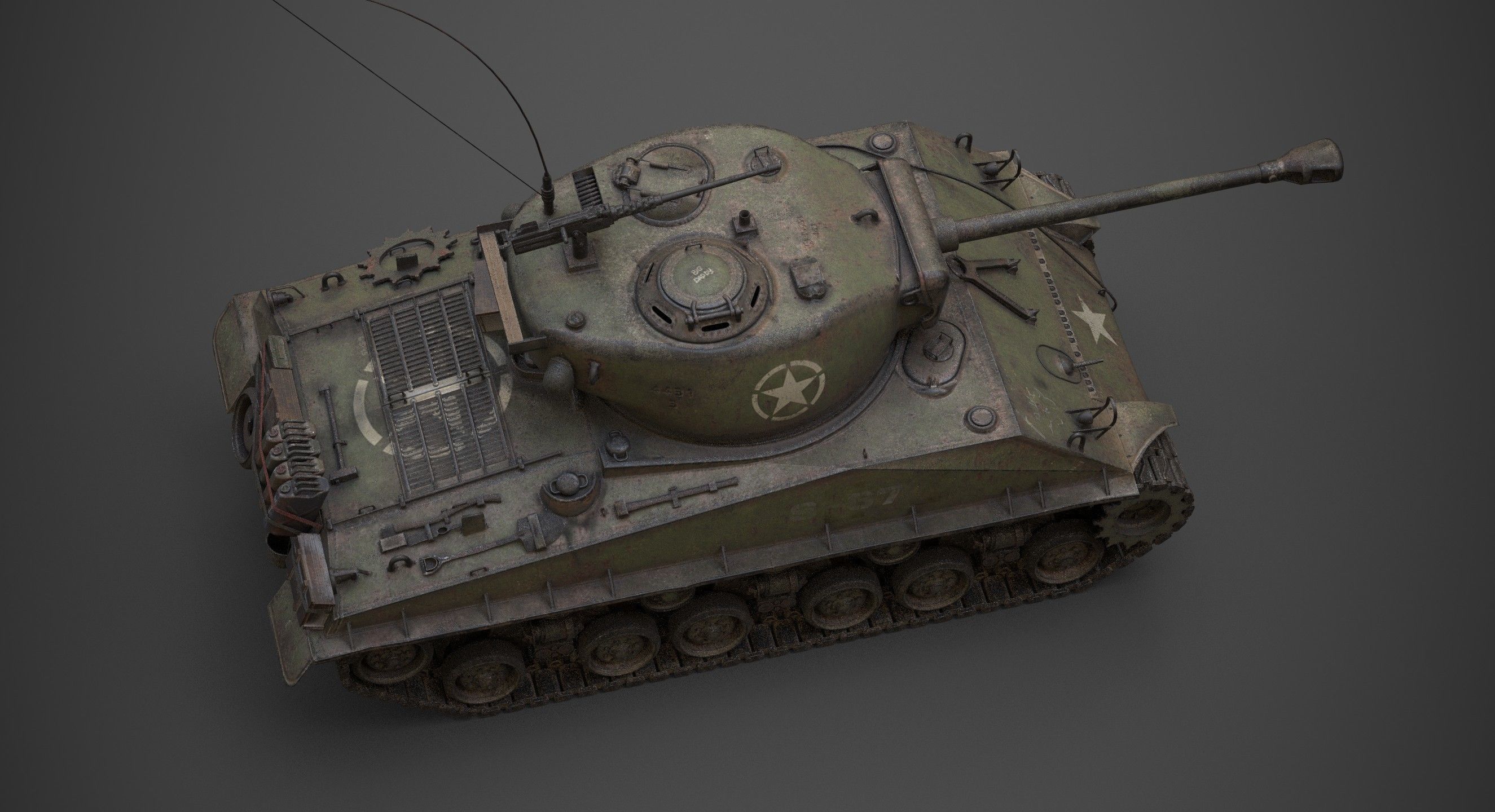 sherman M4 Low-poly 3D model_6