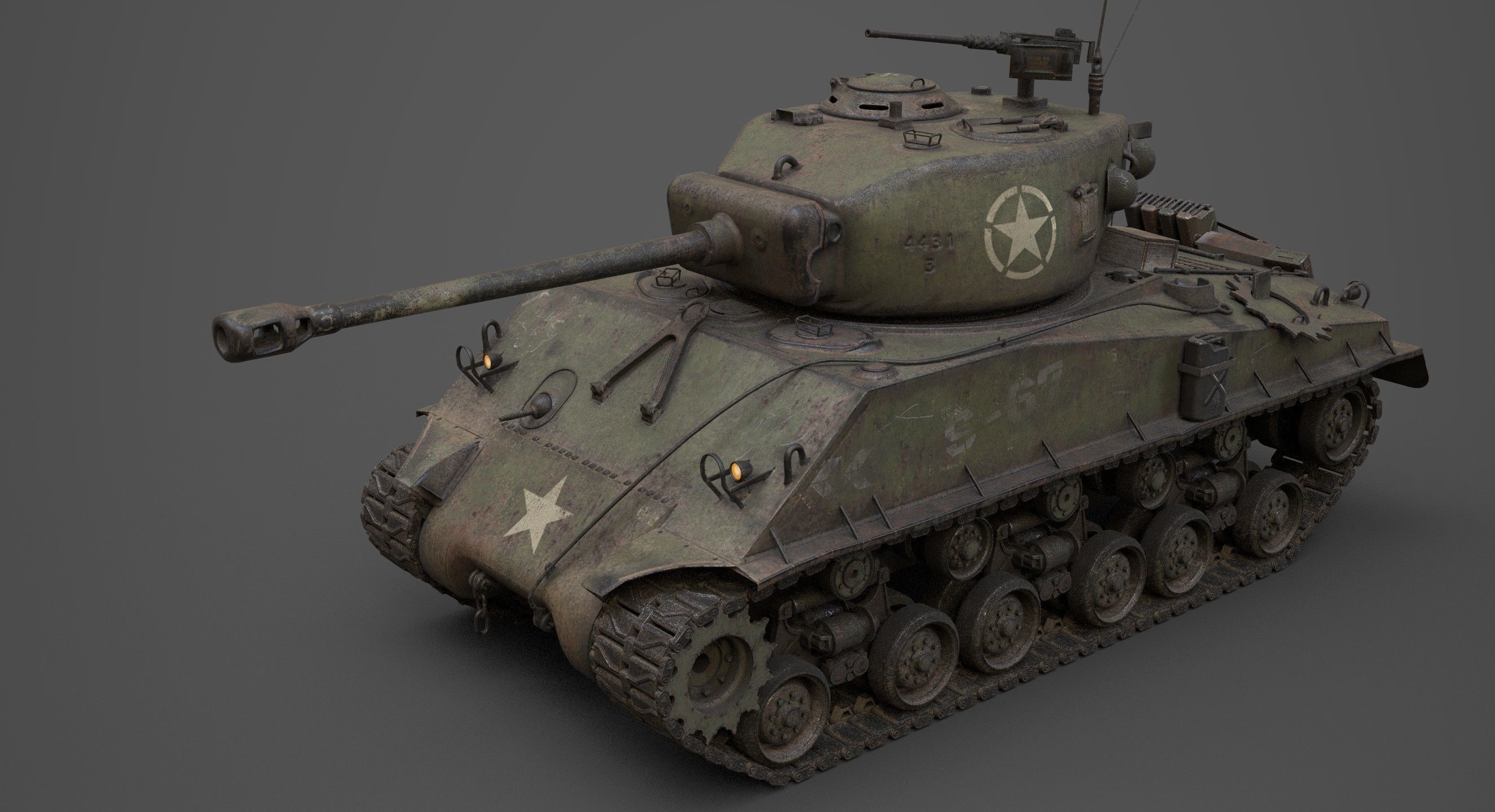 sherman M4 Low-poly 3D model_2