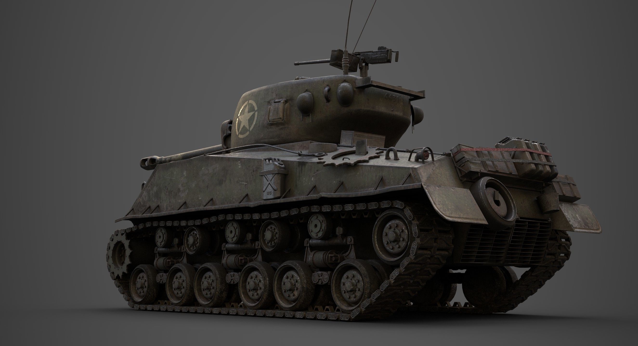 sherman M4 Low-poly 3D model_16