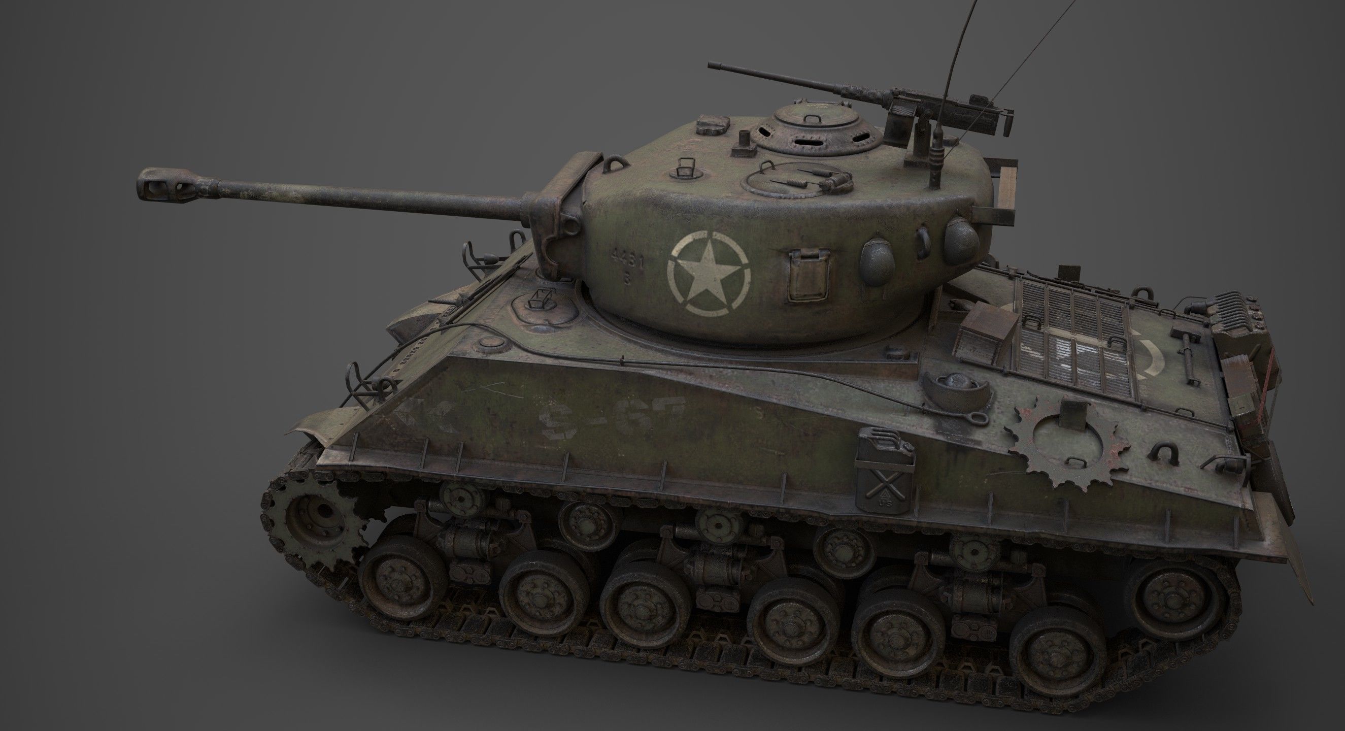 sherman M4 Low-poly 3D model_4