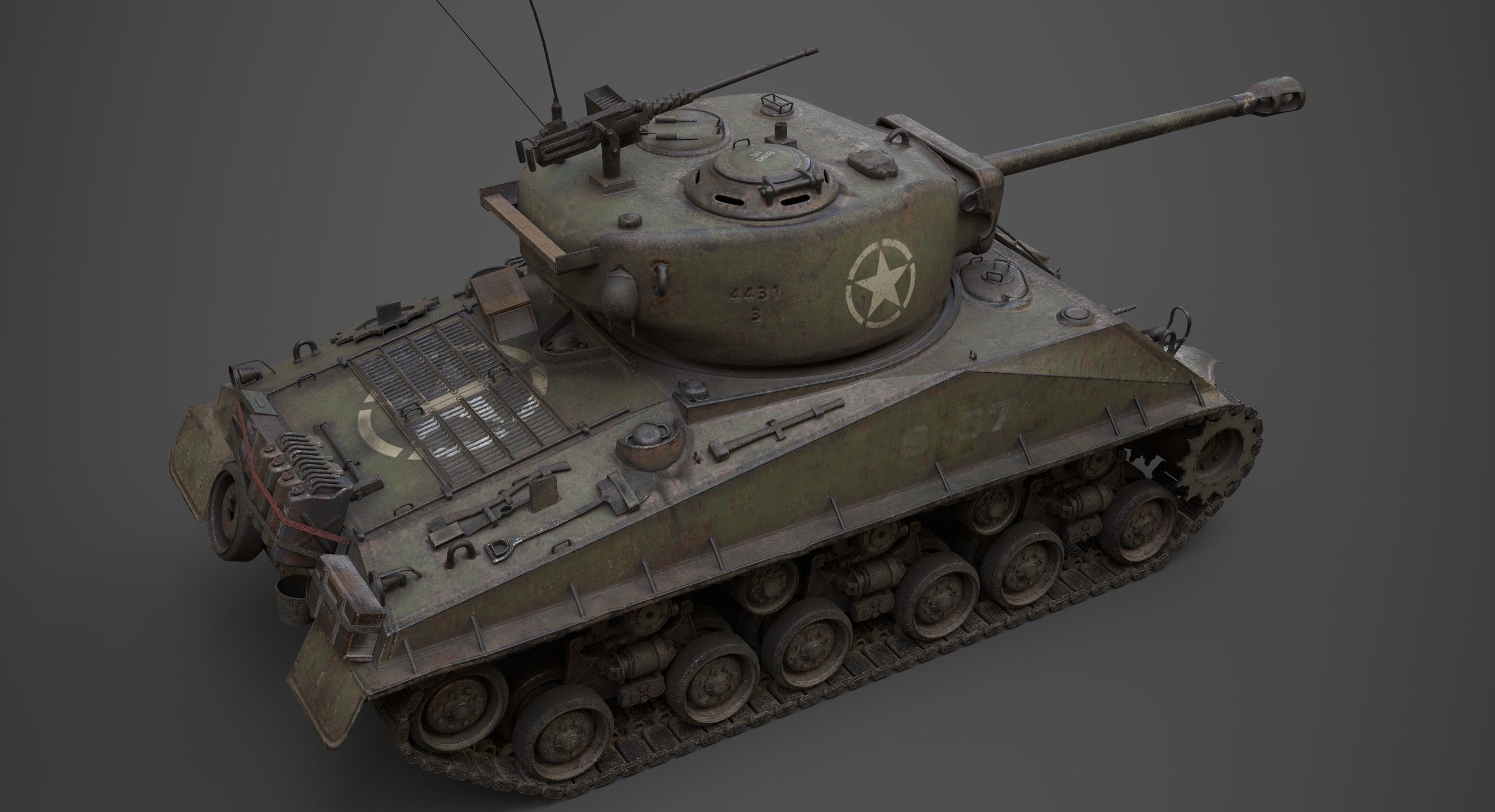 sherman M4 Low-poly 3D model_20