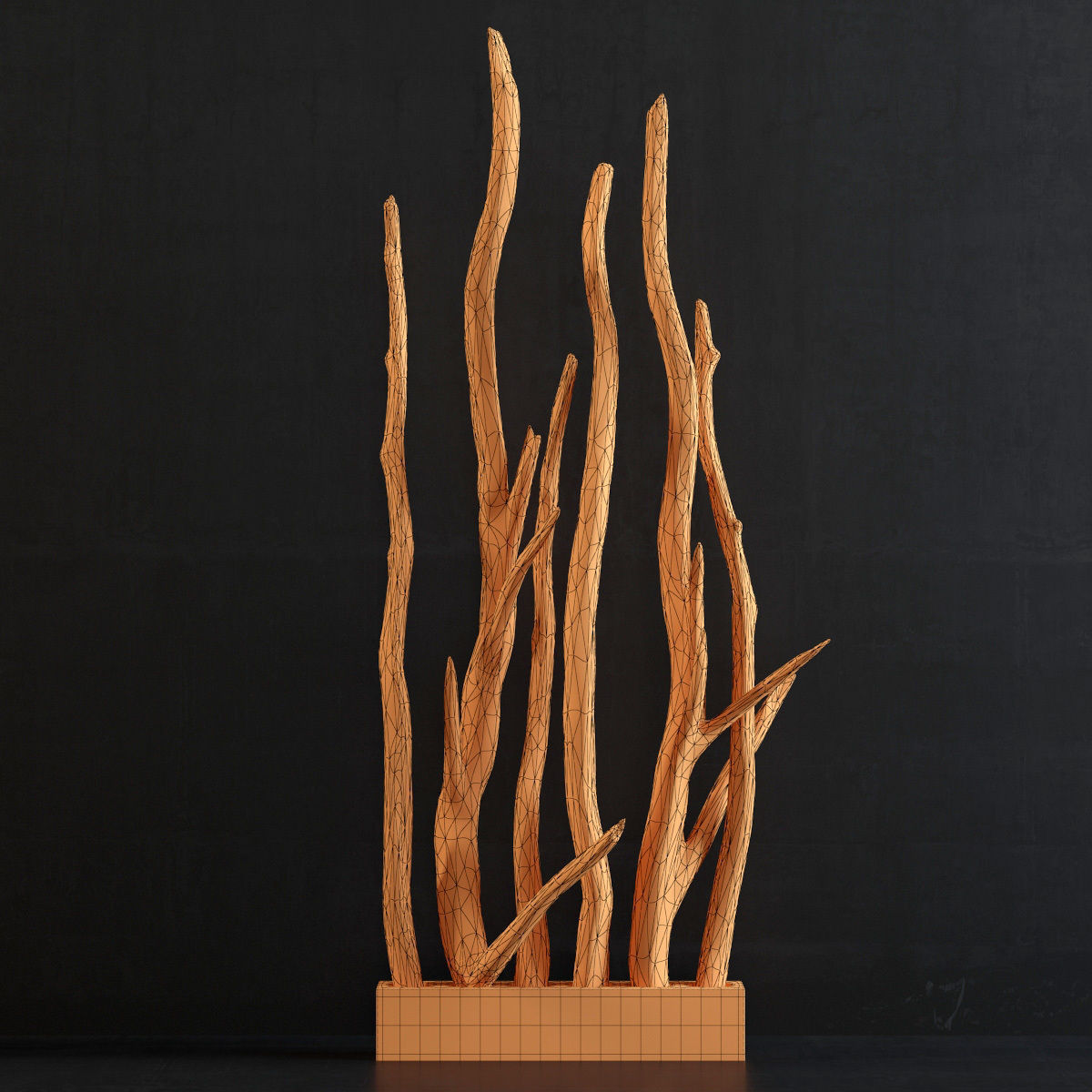 Planter wall branch crooked old n2 3D model_12