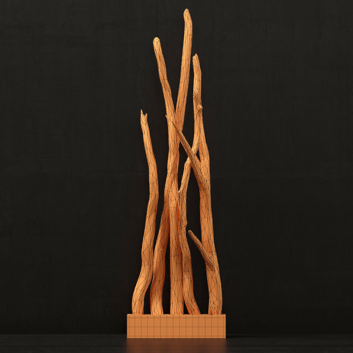 Planter wall branch crooked old n2 3D model_11