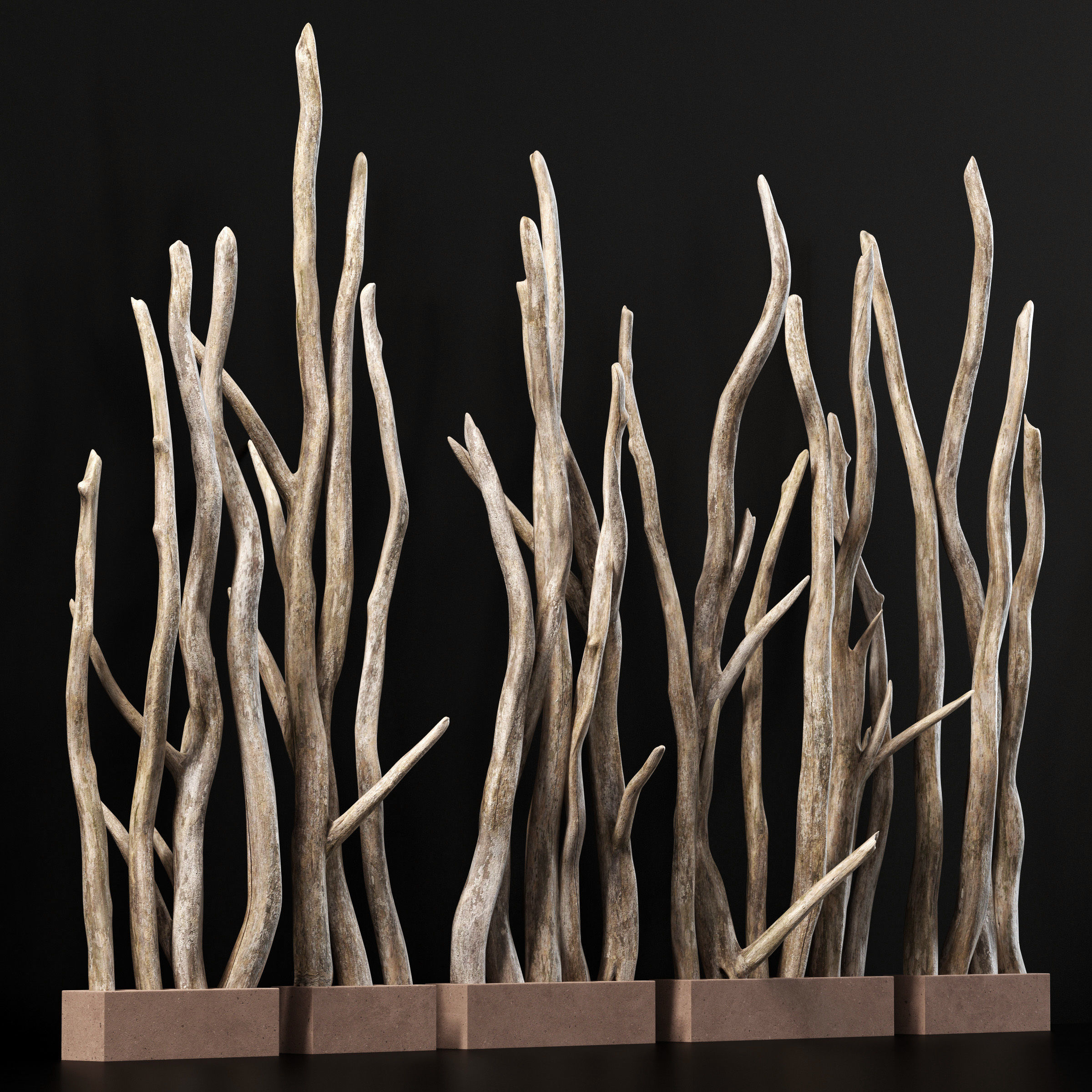 Planter wall branch crooked old n2 3D model_1