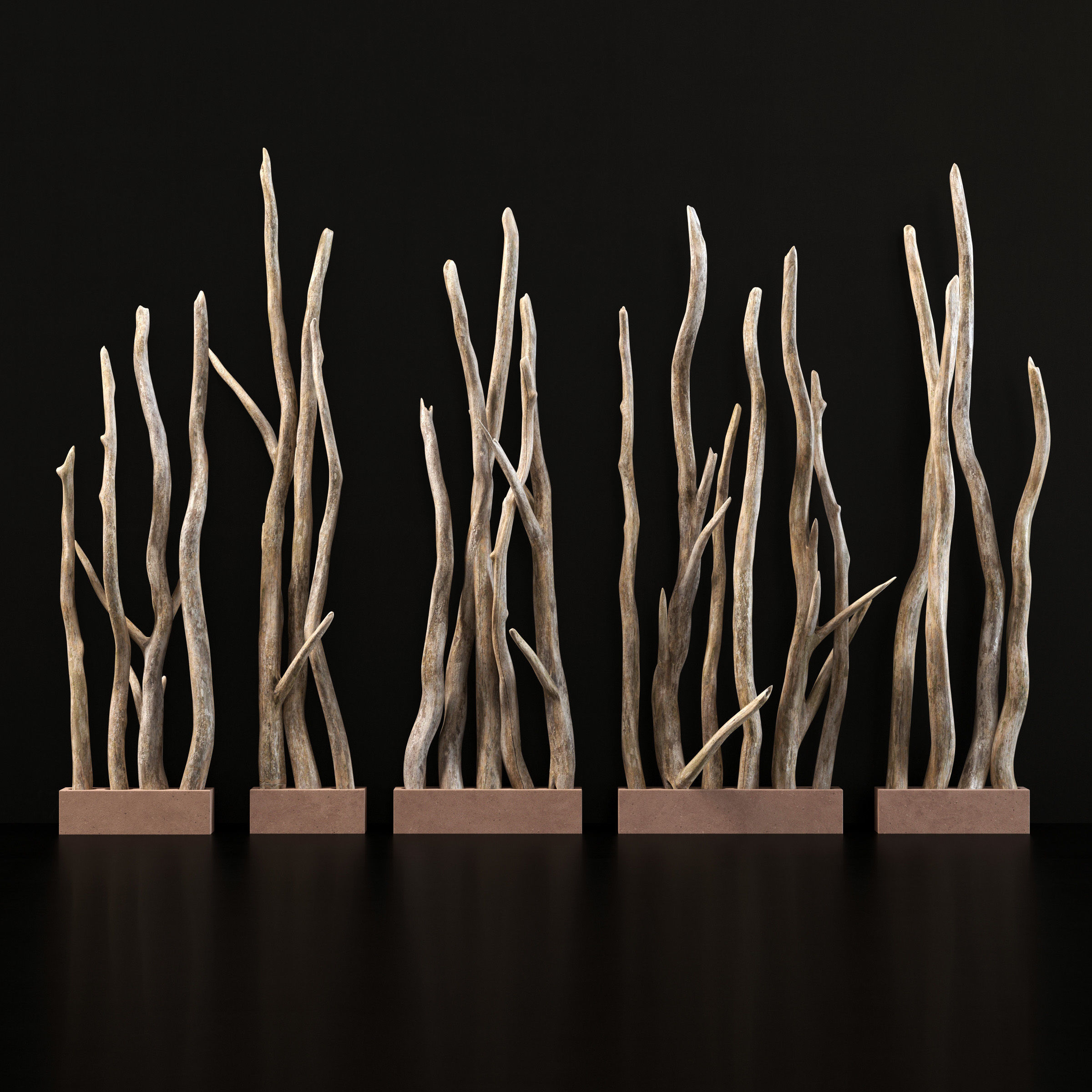 Planter wall branch crooked old n2 3D model_2