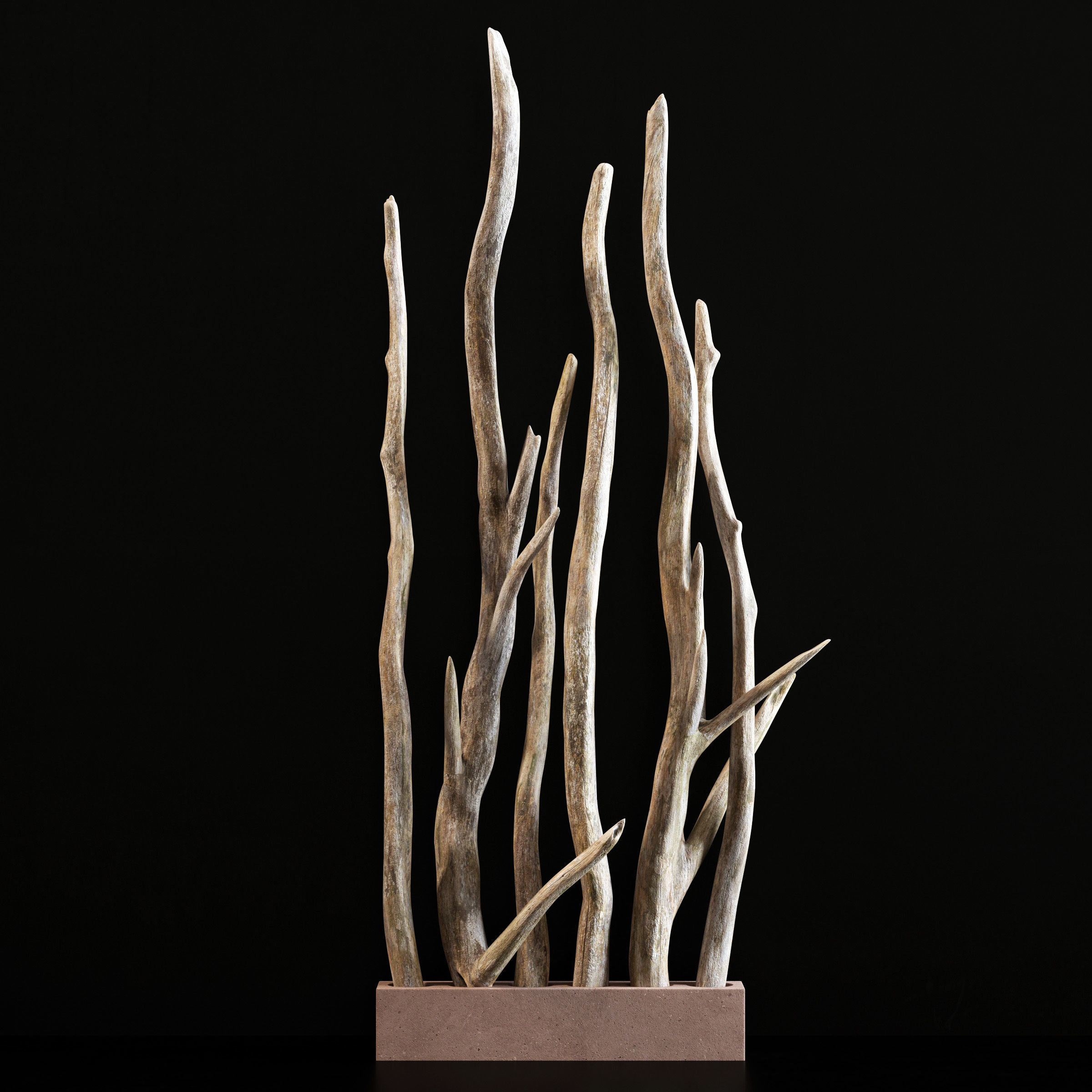 Planter wall branch crooked old n2 3D model_4