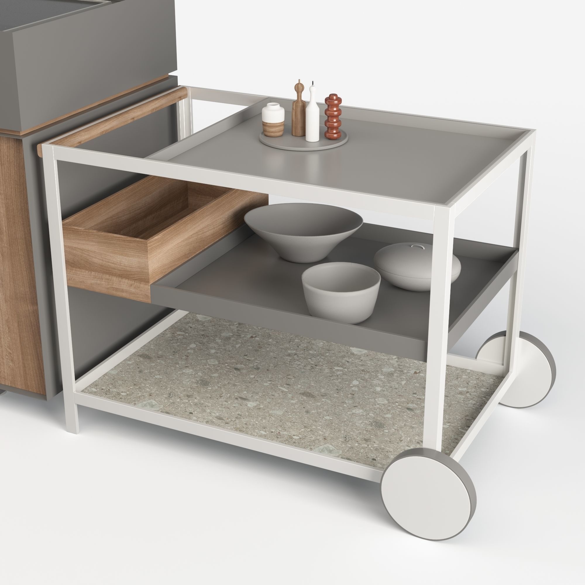 Kettal Garden - Outdoor Kitchen and trolley 3D model_6