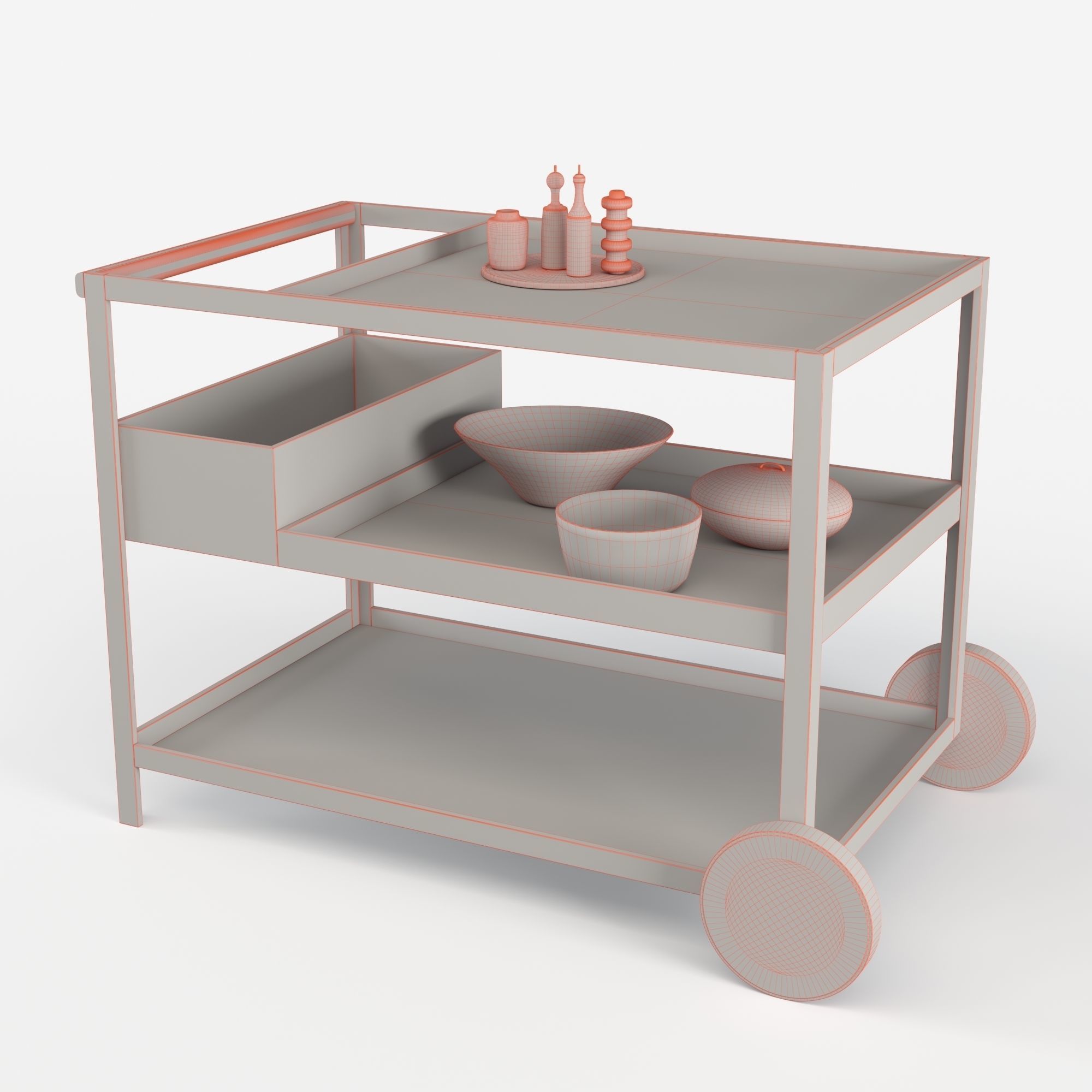 Kettal Garden - Outdoor Kitchen and trolley 3D model_9