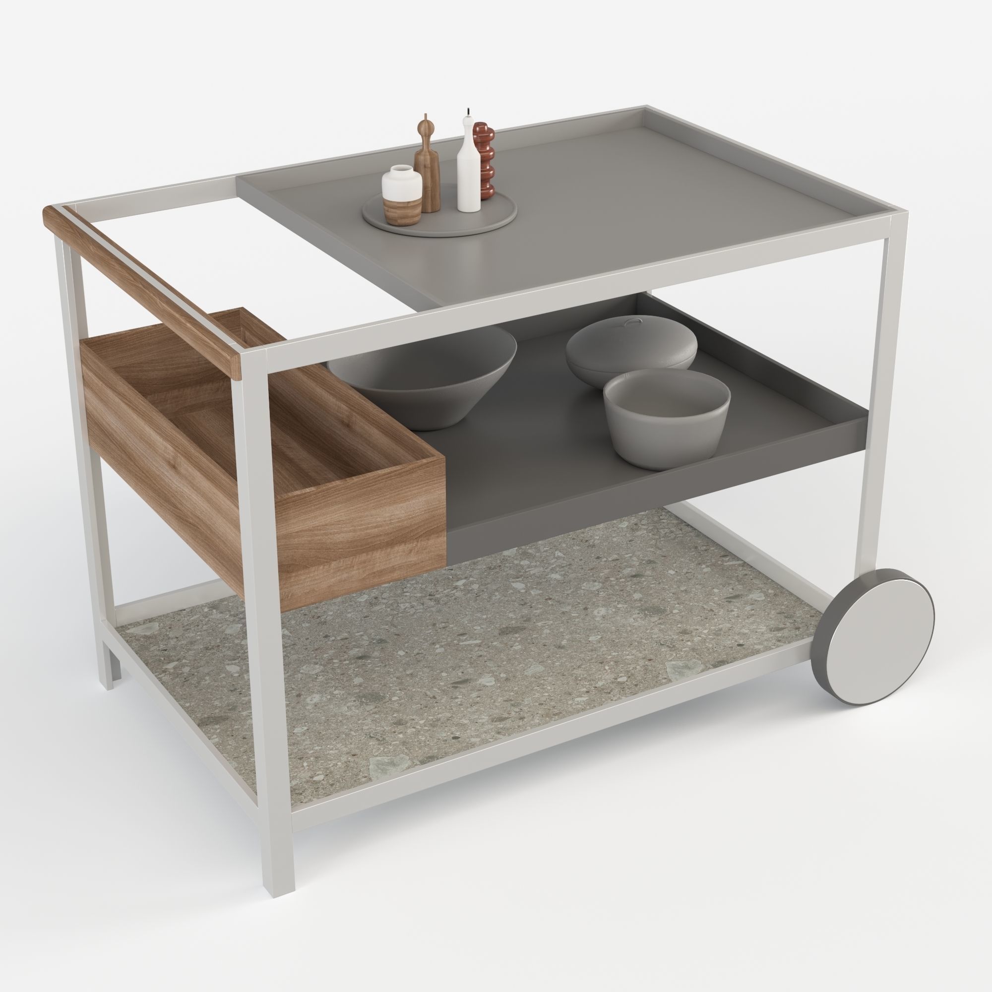 Kettal Garden - Outdoor Kitchen and trolley 3D model_7