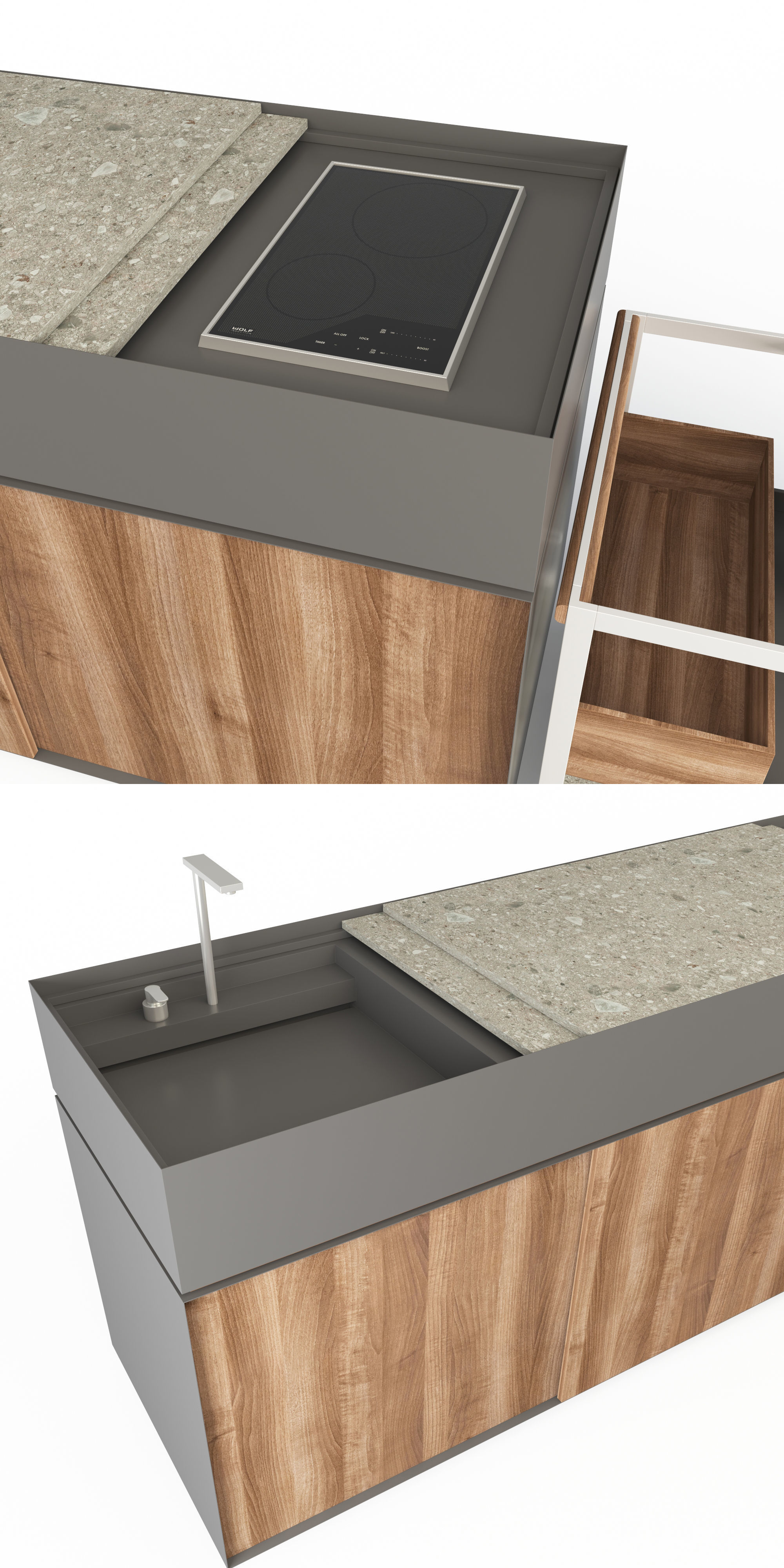 Kettal Garden - Outdoor Kitchen and trolley 3D model_2