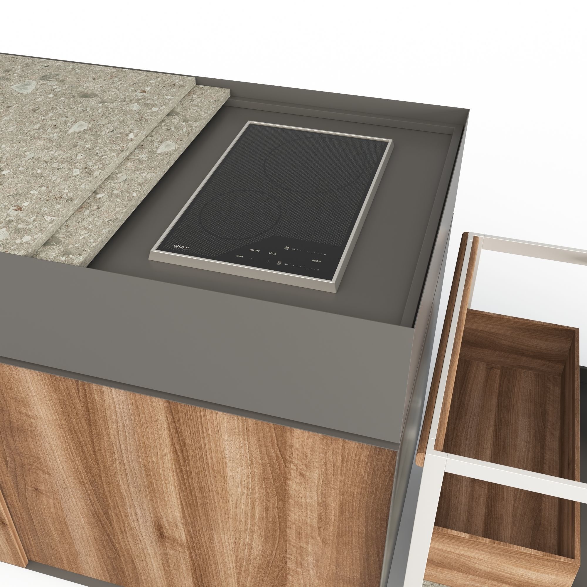 Kettal Garden - Outdoor Kitchen and trolley 3D model_5