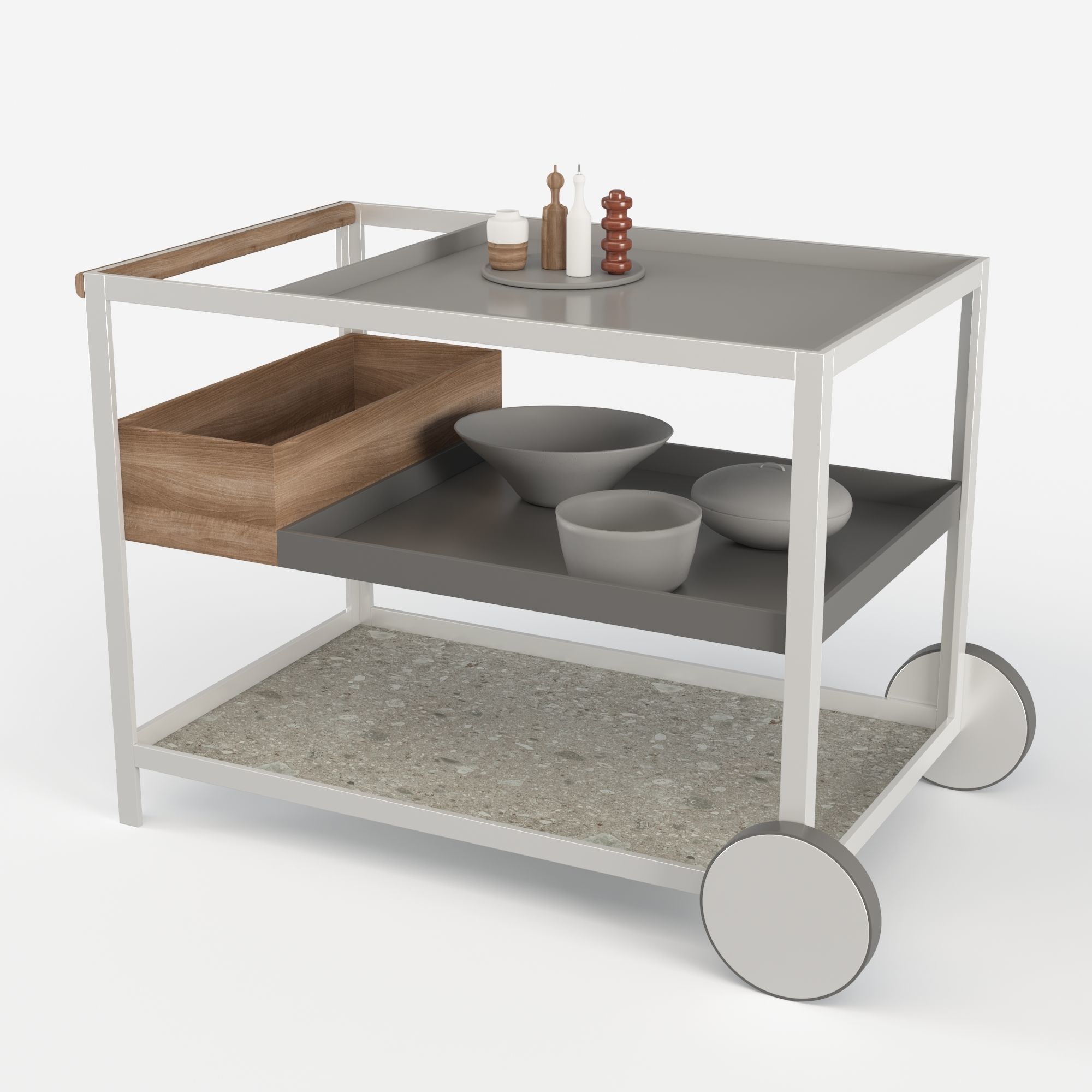 Kettal Garden - Outdoor Kitchen and trolley 3D model_8