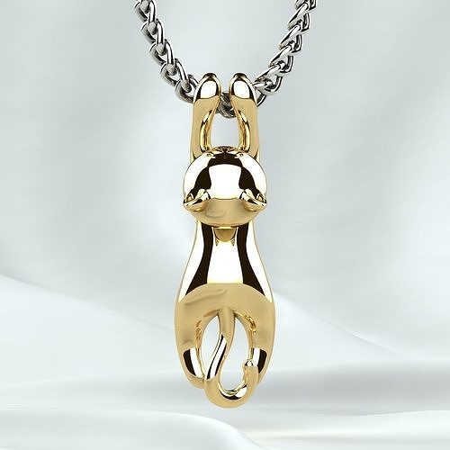 Cat Gold or Silver Pendant 3D print model