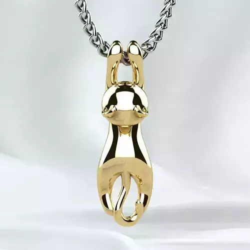 Cat Gold or Silver Pendant 3D print model