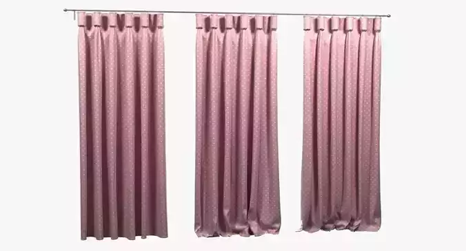Goblet Heading pink kids Curtain 3D model