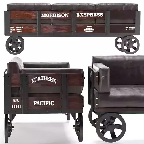 Sofa Industrial Revolution dark 3D model