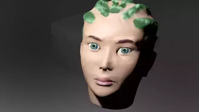 Realistic Female with green hair
