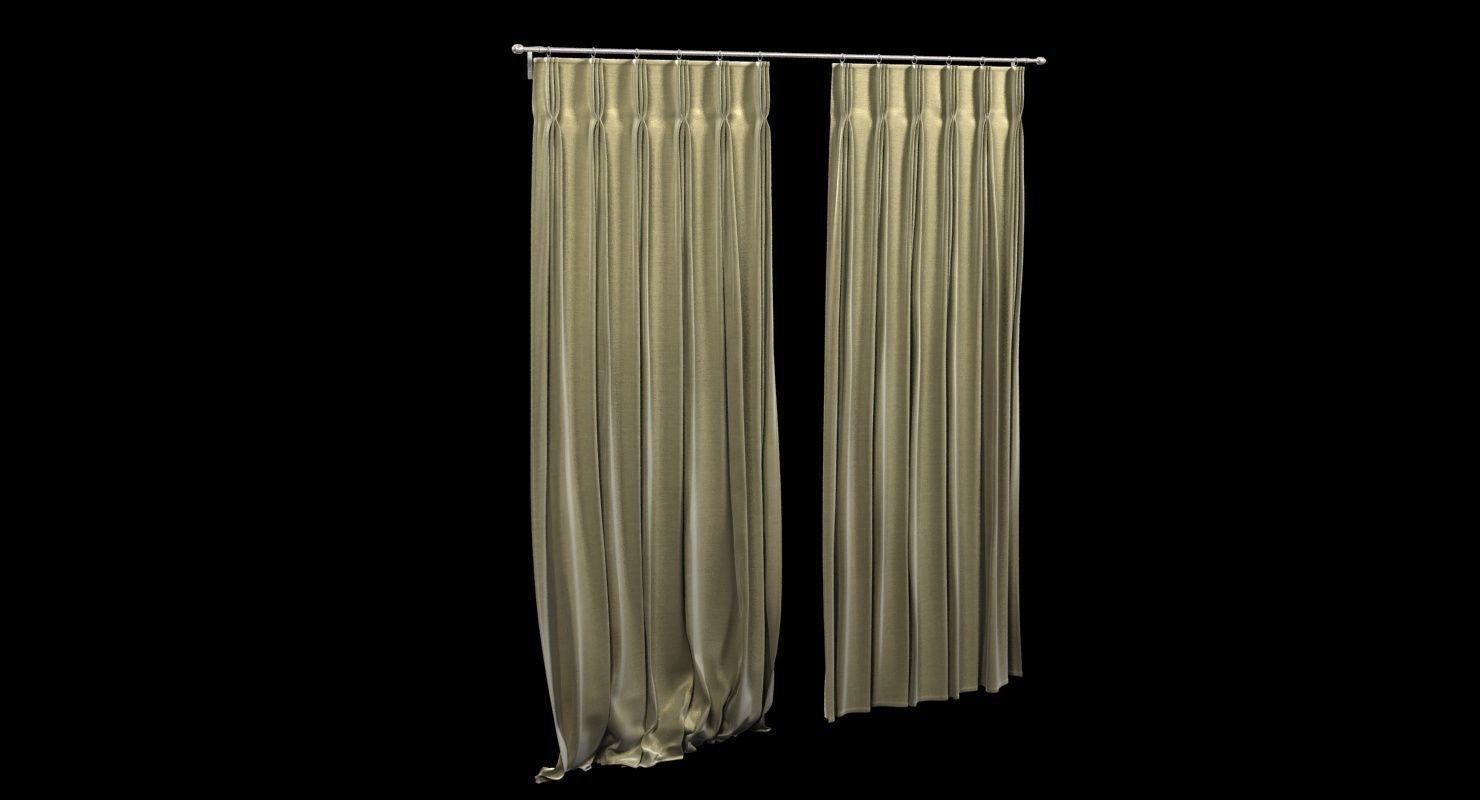Pinch Pleat Heading Curtain  3D model_1