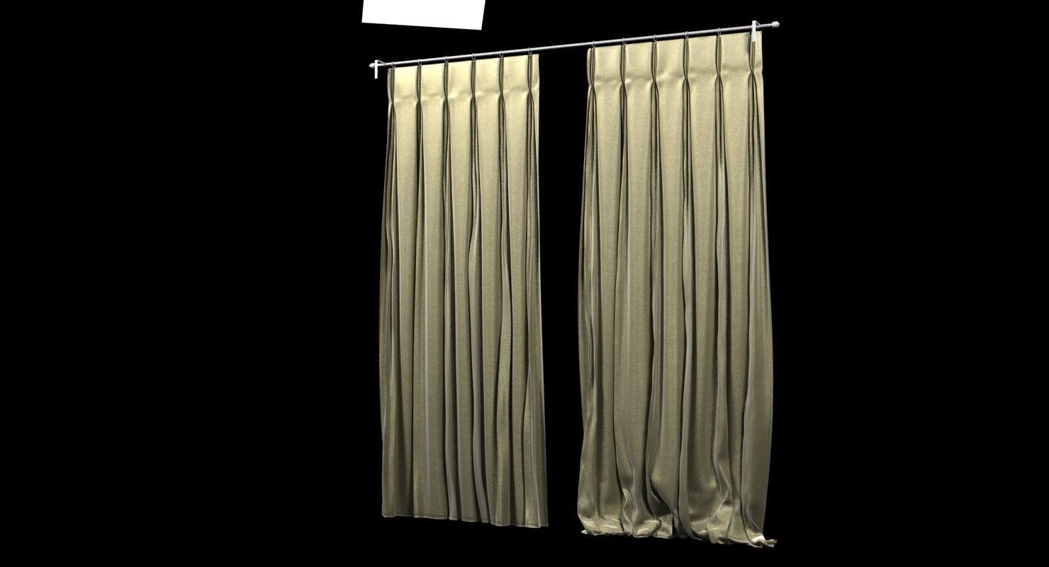 Pinch Pleat Heading Curtain  3D model_2