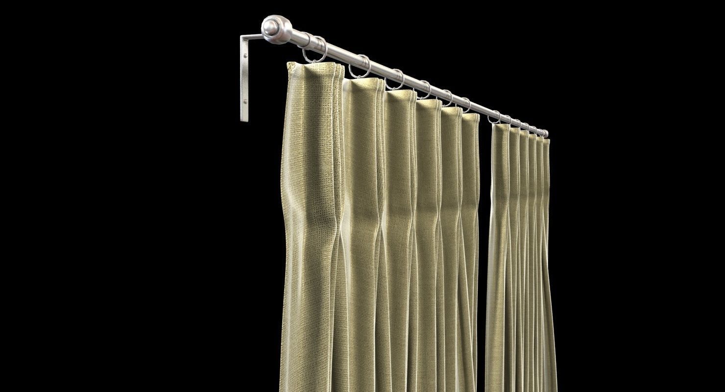 Pinch Pleat Heading Curtain  3D model_4
