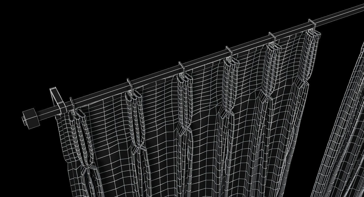 Pinch Pleat Heading Curtain  3D model_8