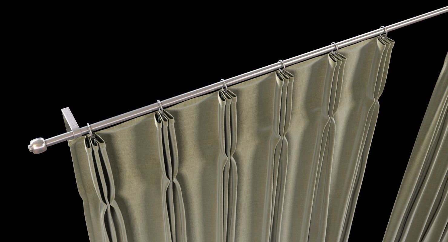 Pinch Pleat Heading Curtain  3D model_7