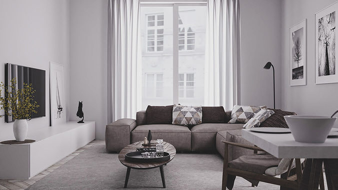 Simple Interior 2 - Vray Render 3D model 3