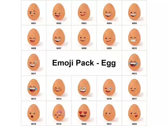 Emoji Pack - Eggs - 22 Models