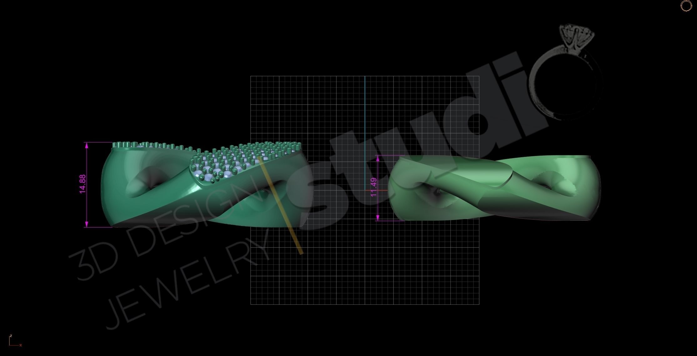 Cuban chain link 3d model with and without stones 3D print model_8