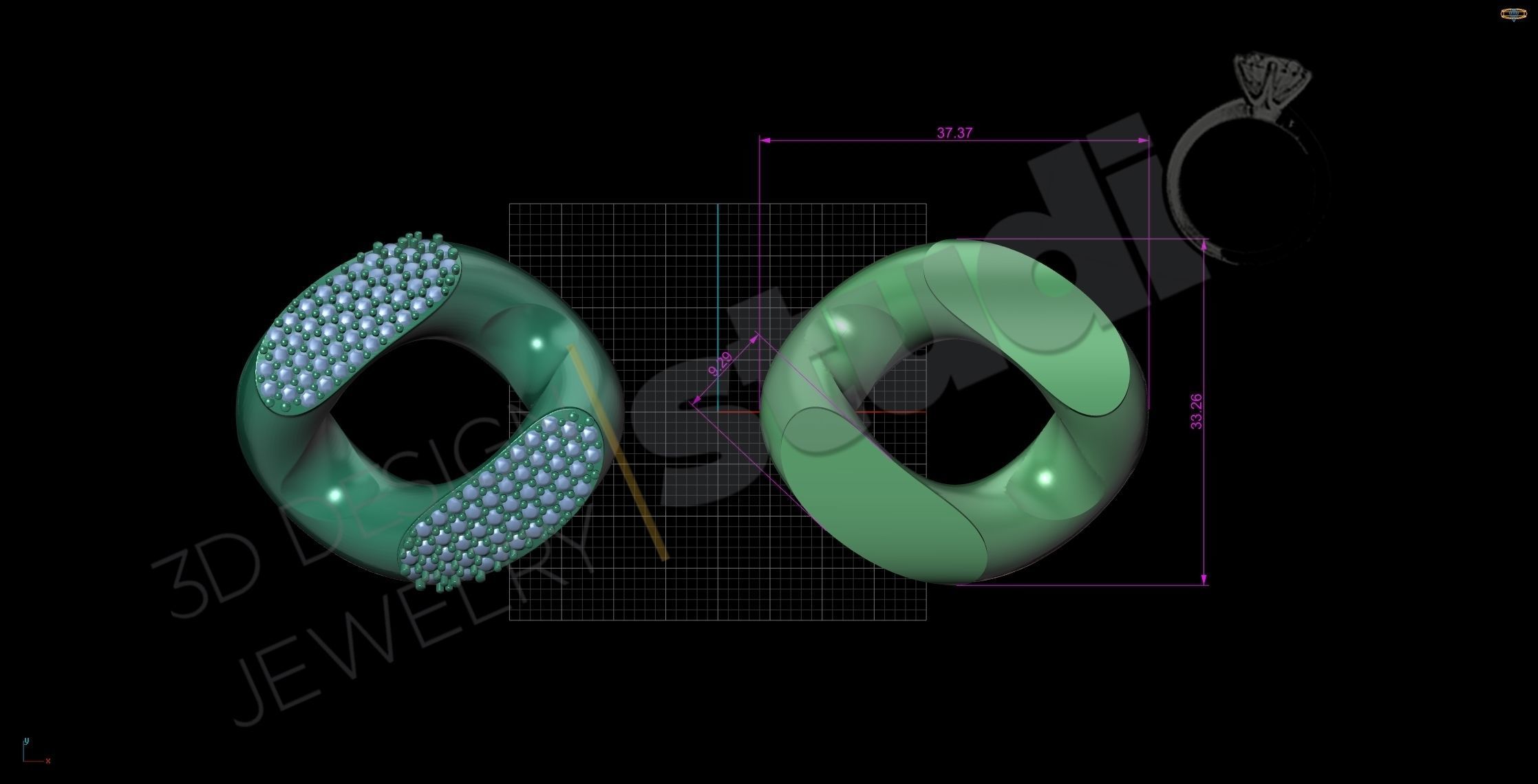 Cuban chain link 3d model with and without stones 3D print model_7