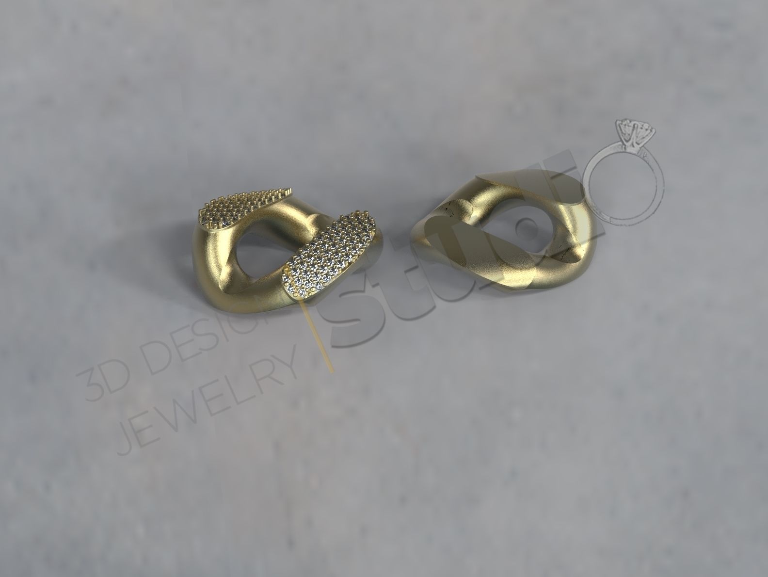 Cuban chain link 3d model with and without stones 3D print model_5