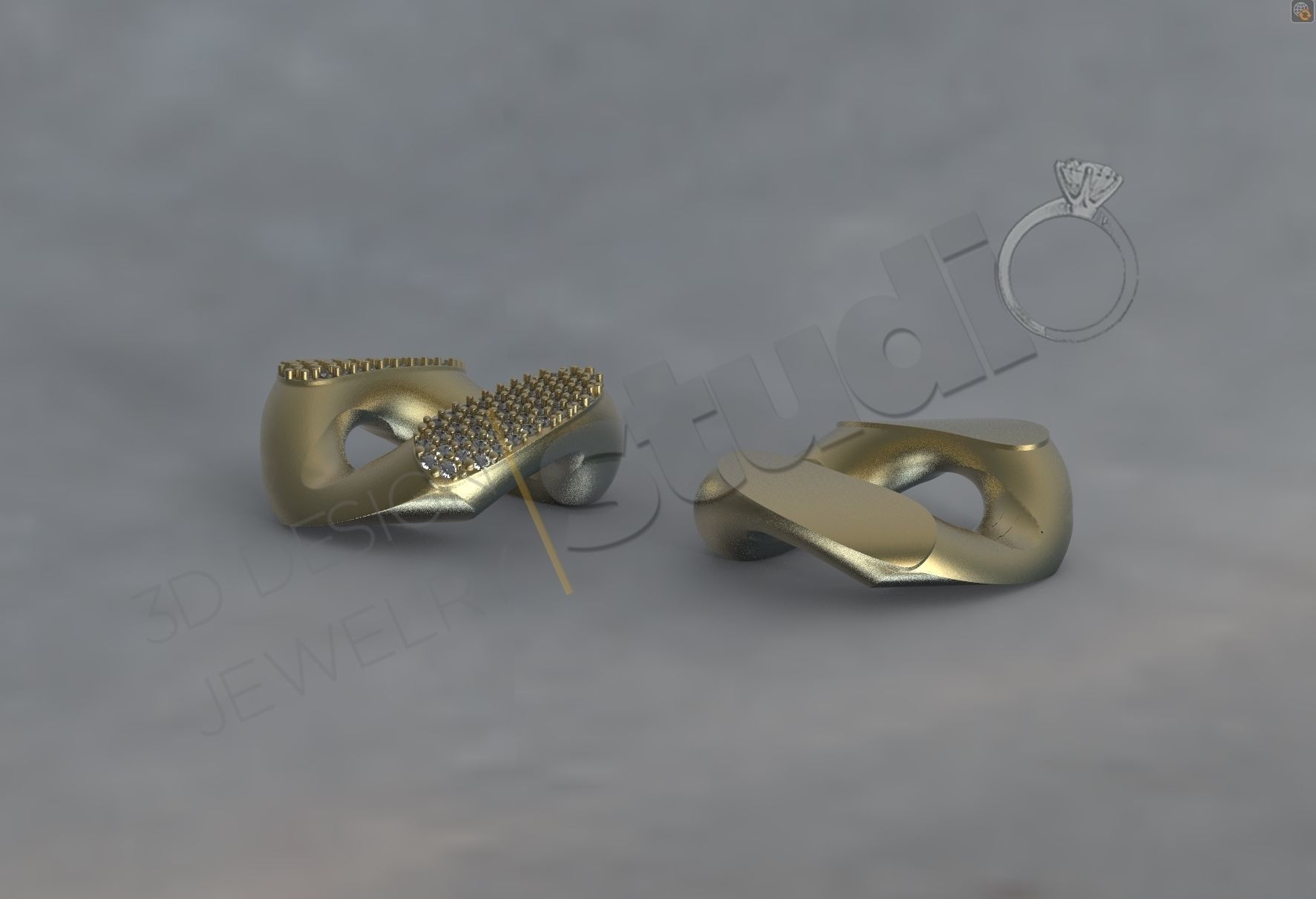 Cuban chain link 3d model with and without stones 3D print model_3