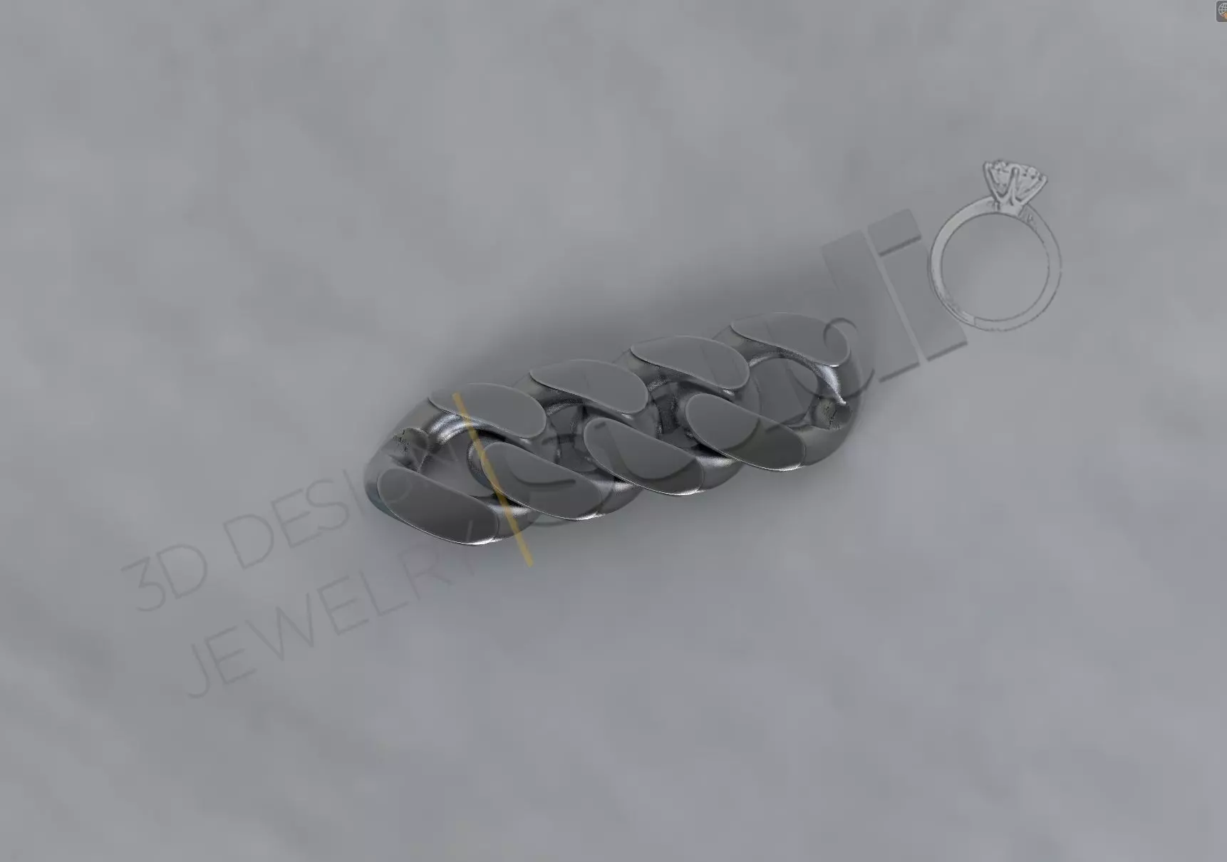 Cuban chain link 3d model with and without stones 3D print model_0