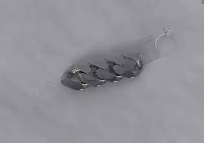 Cuban chain link 3d model with and without stones 