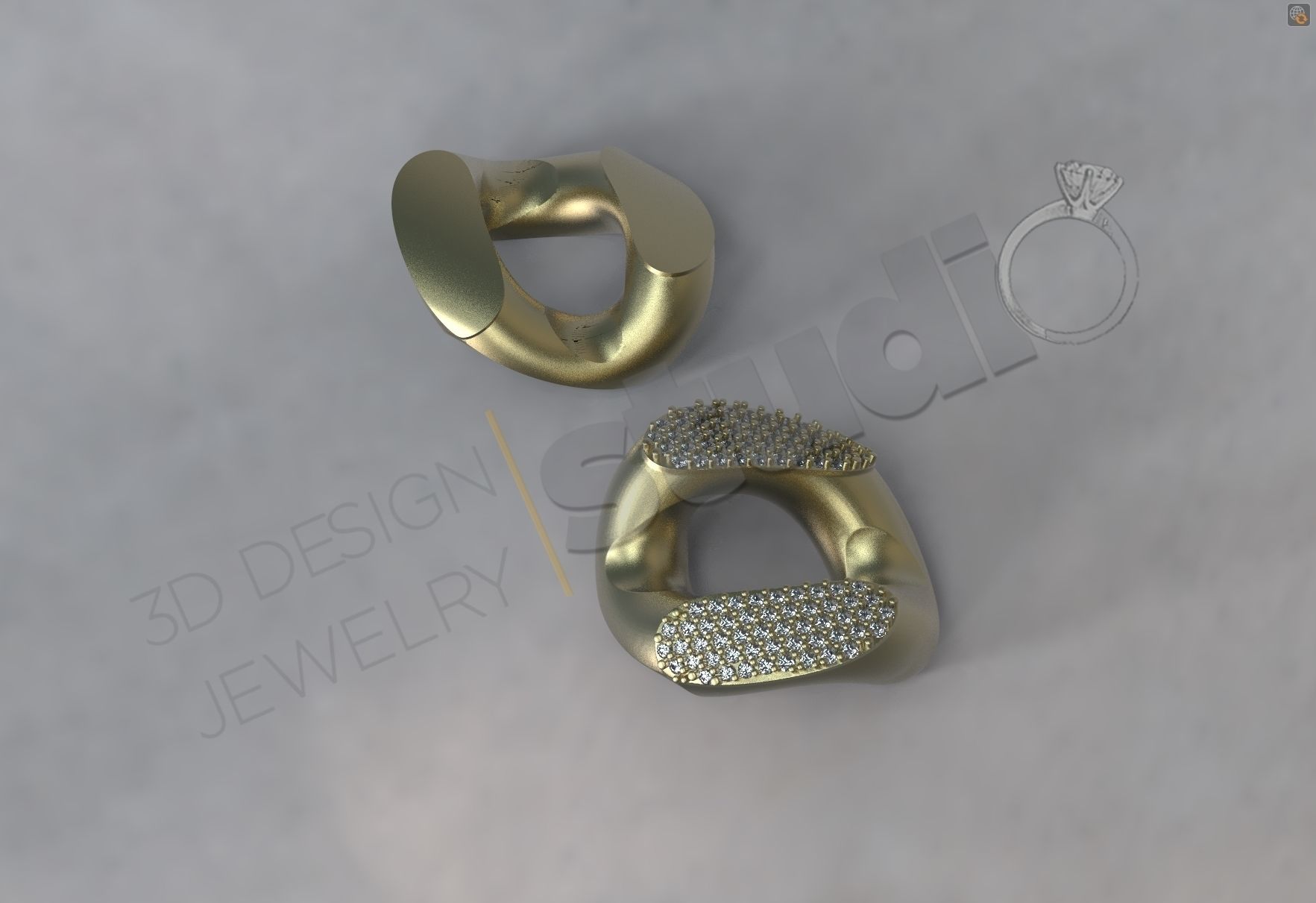 Cuban chain link 3d model with and without stones 3D print model_4