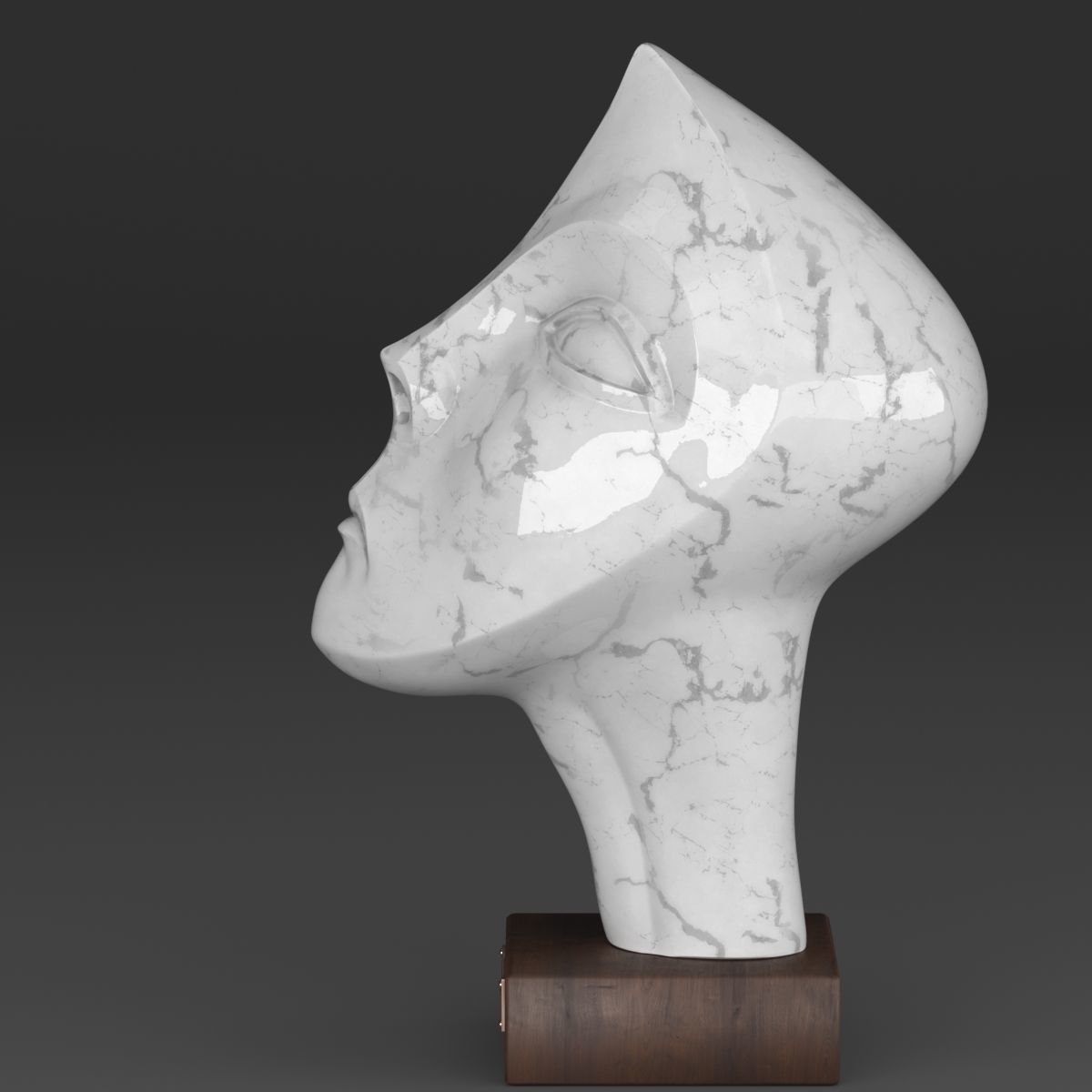Modern female head sculpture 3D model_2