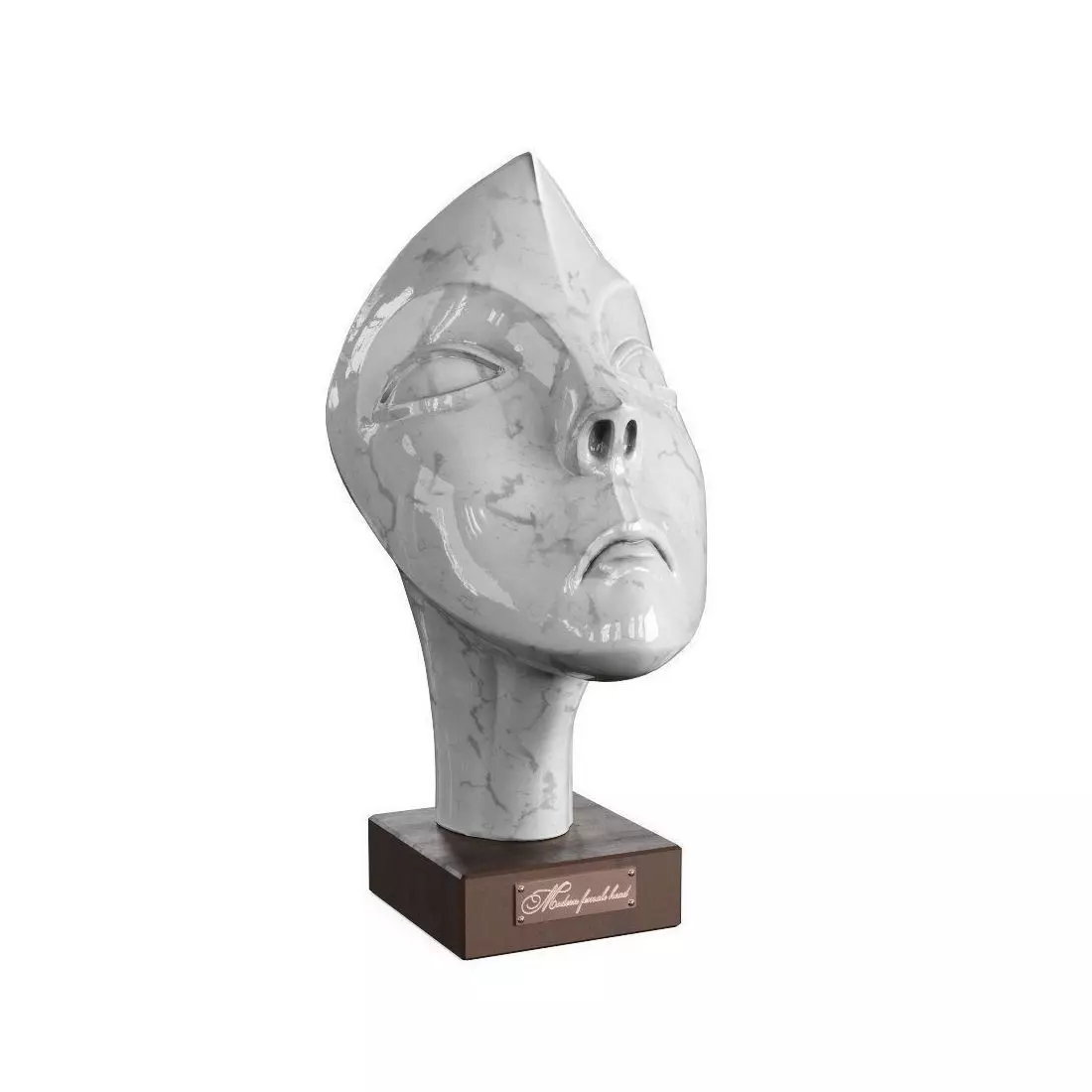 Modern female head sculpture 3D model_0