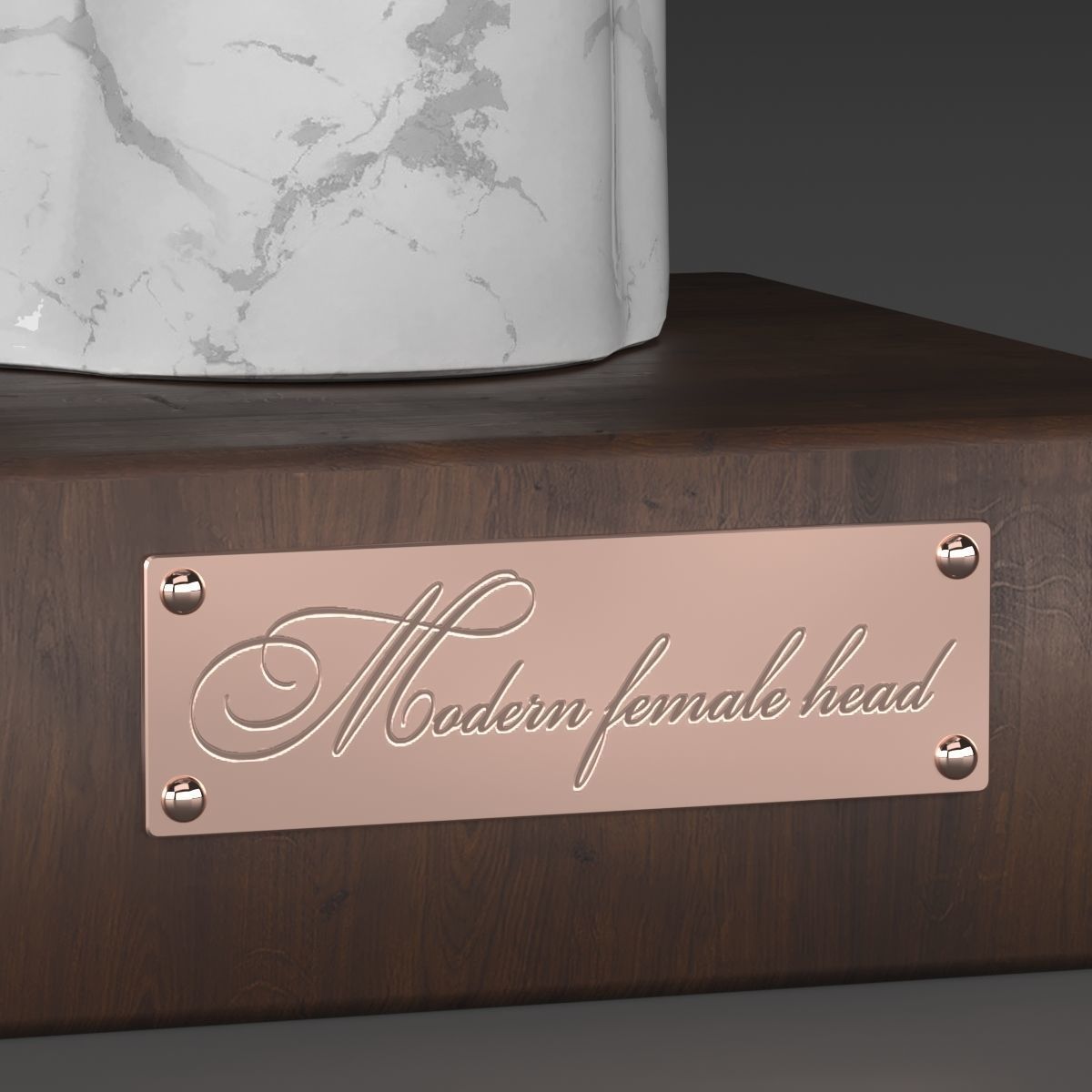 Modern female head sculpture 3D model_3