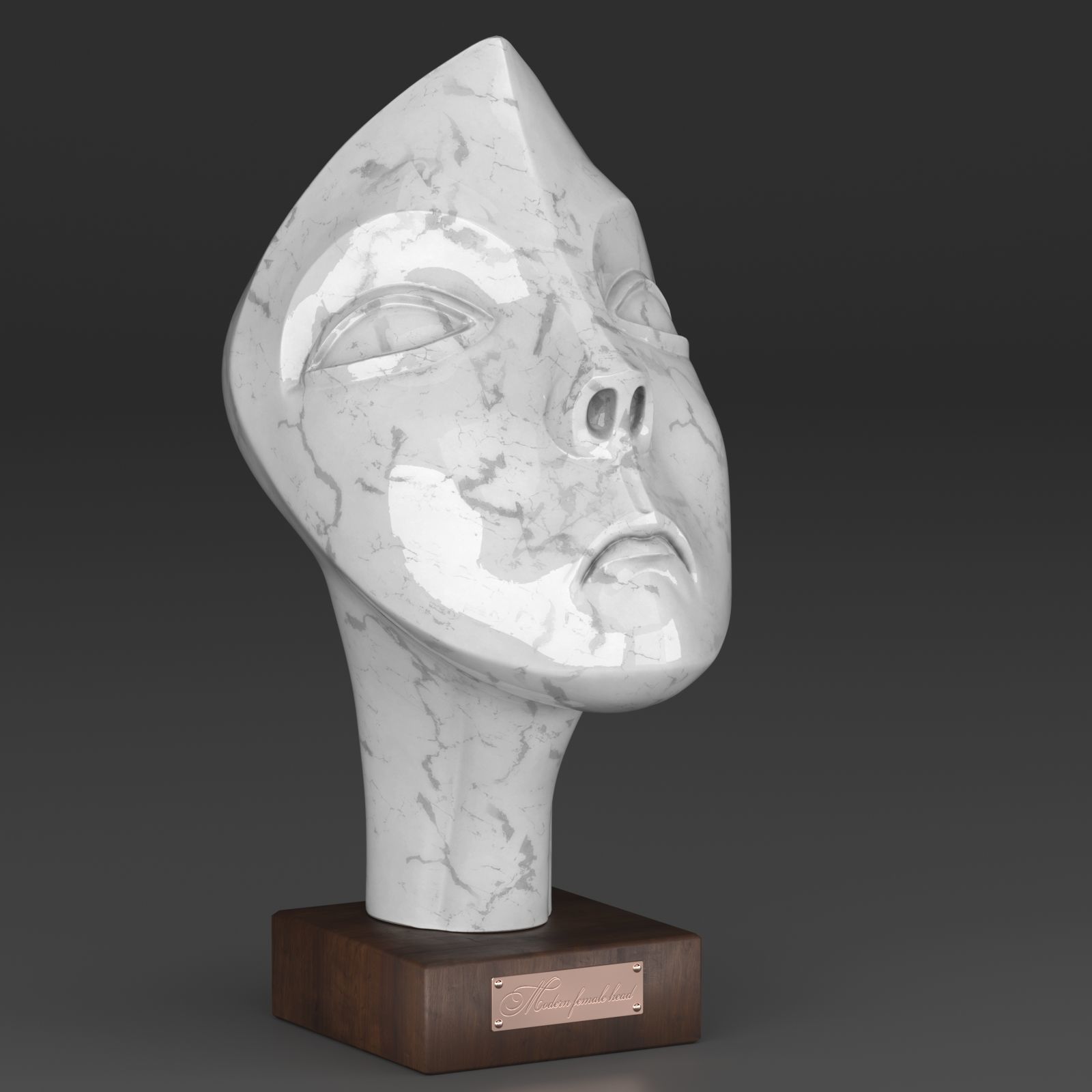 Modern female head sculpture 3D model_1