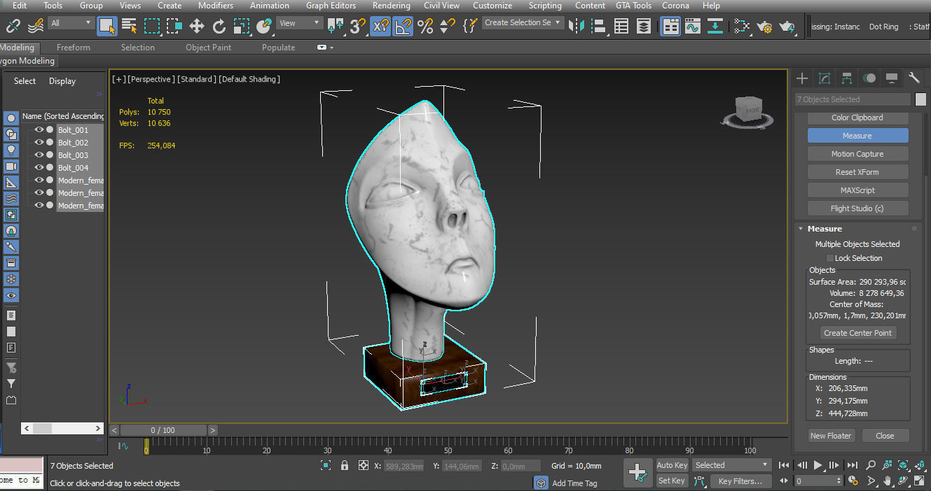 Modern female head sculpture 3D model_5